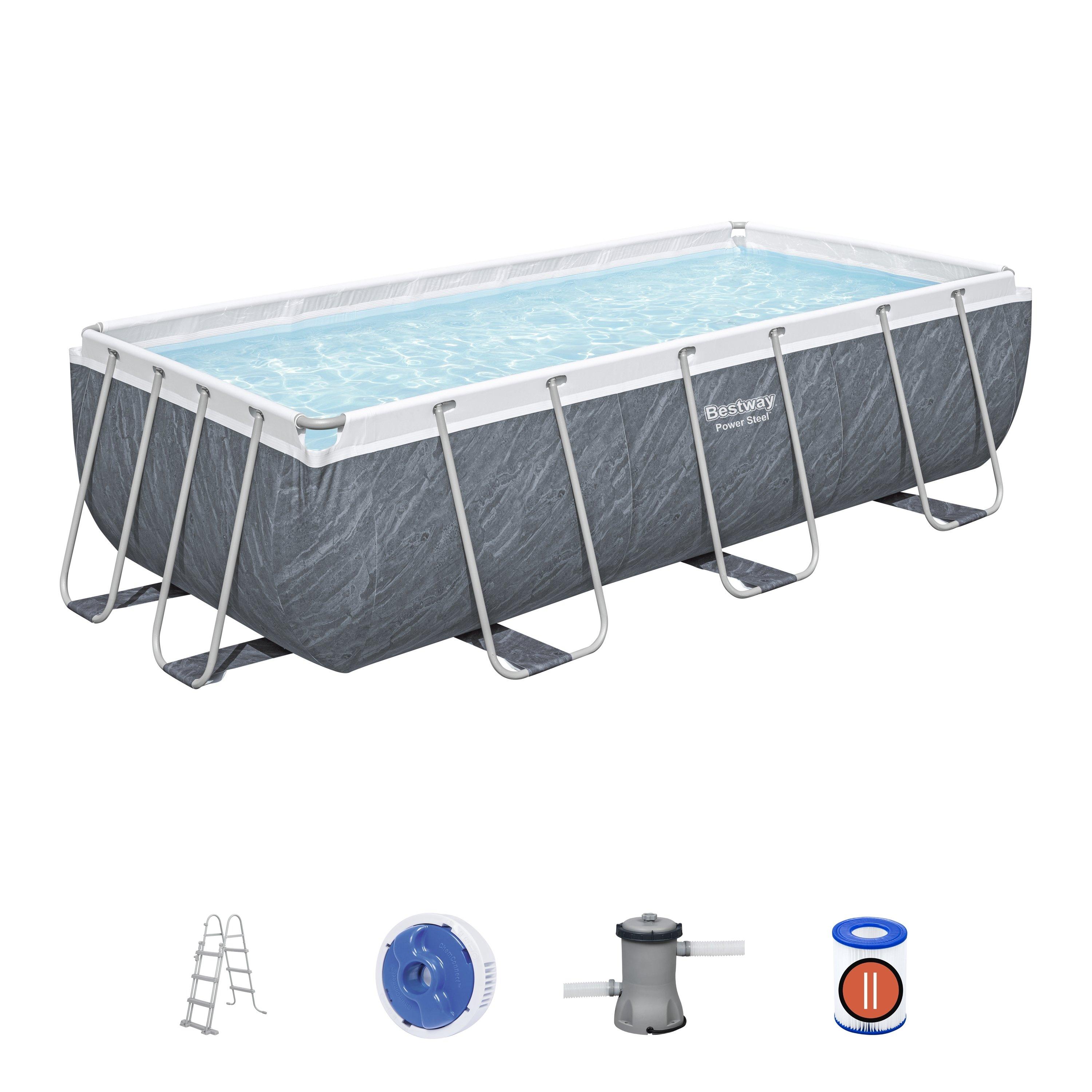 Grey Marble Eff - Bestway - Steel Pro MAX™ 133 x 67 x 39.5 Rectangular Po - 6