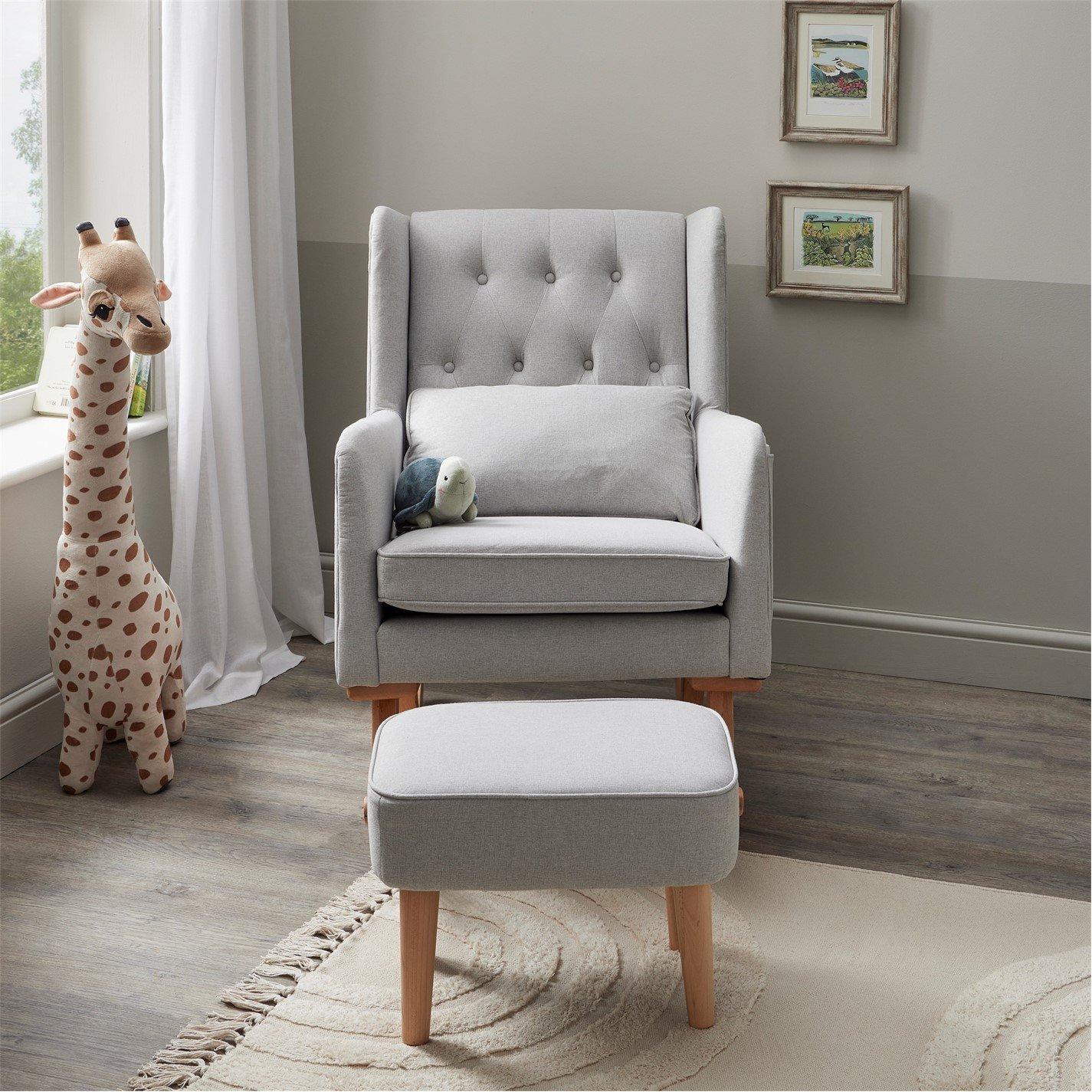 Grey - Babymore - Lux Nursing Chair with Stool - Grey - 4