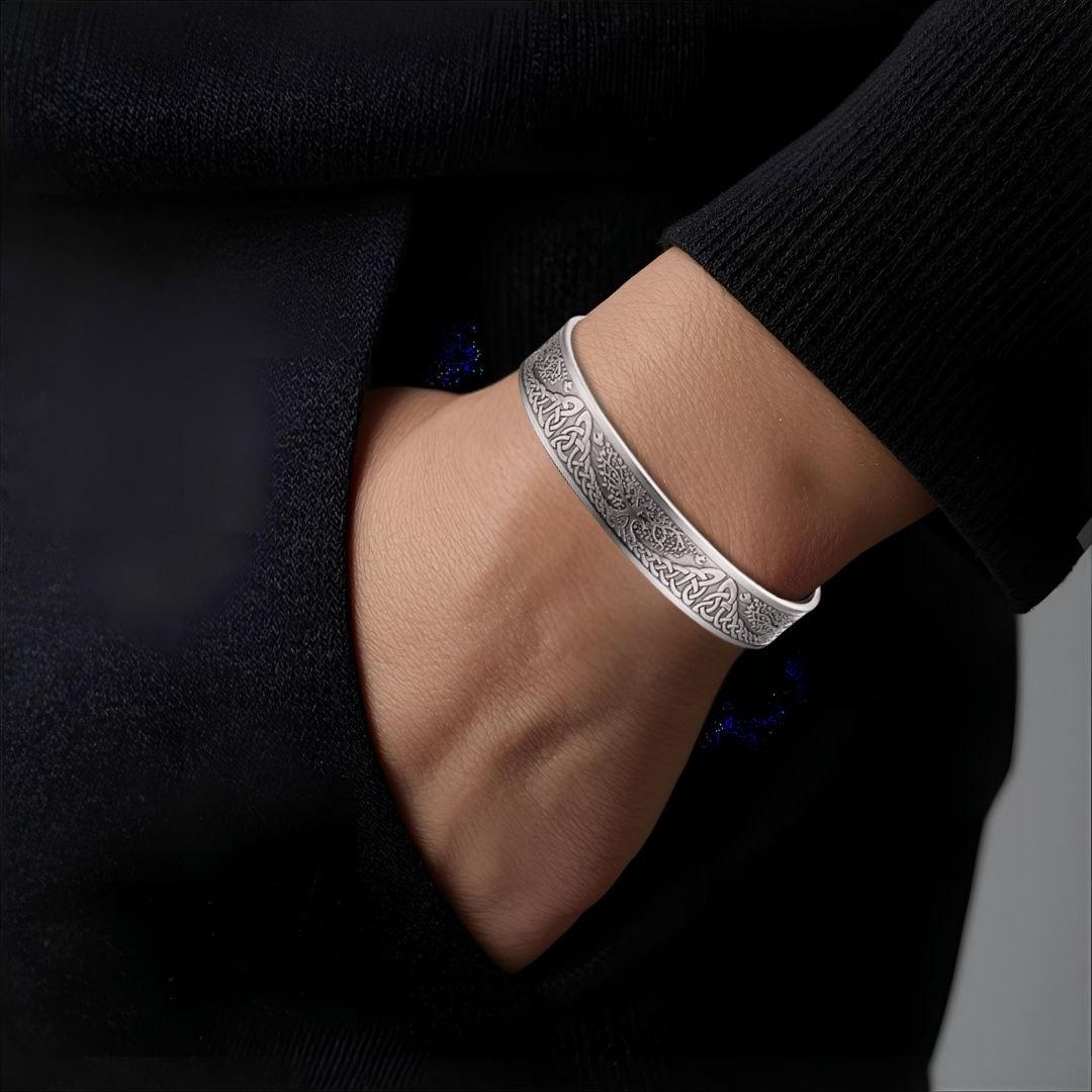 Silver - Aye Do Gifts - Mens Silver Family Tree Cuff Bangle - 2