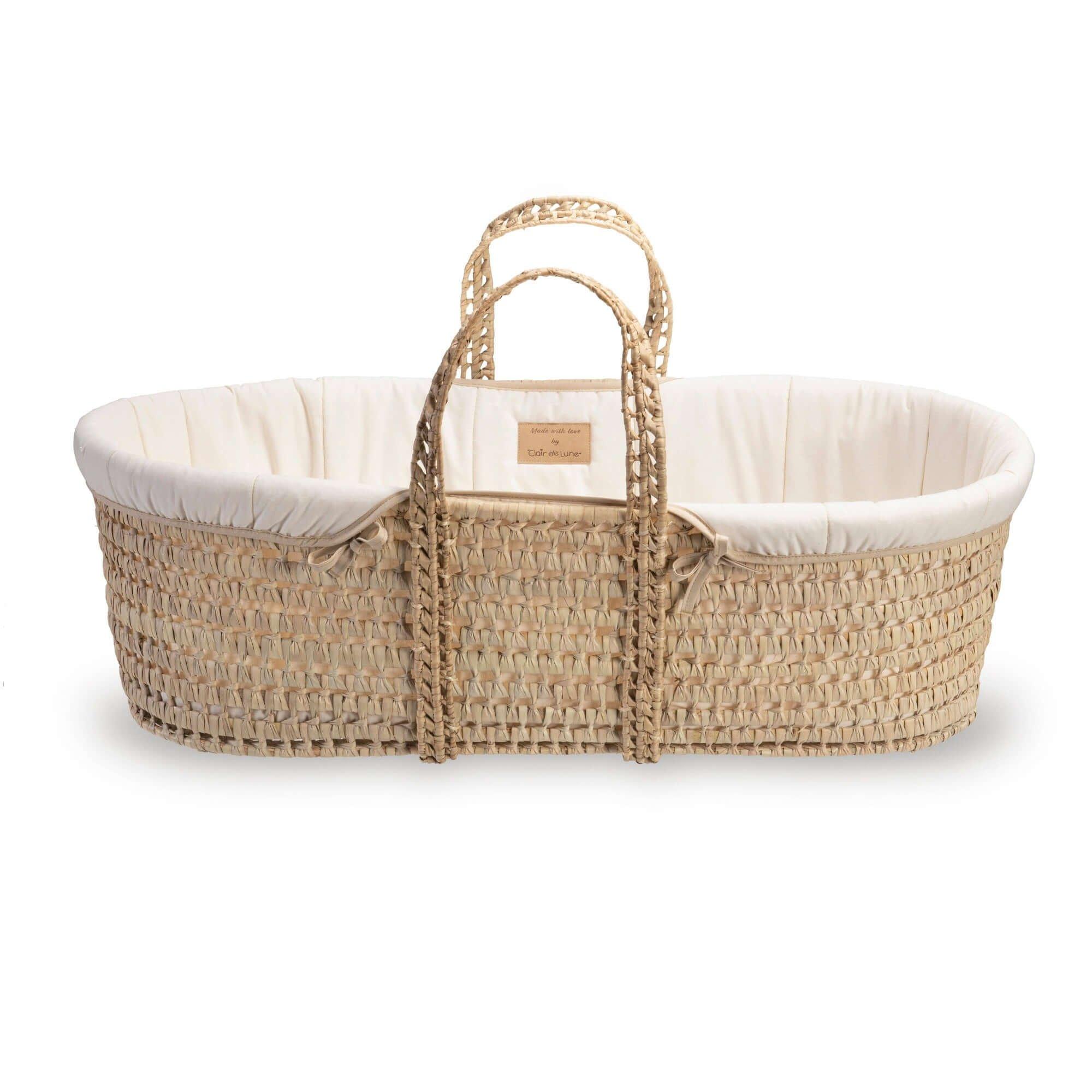 Cream - Clair De Lune - Cream Organic Palm Moses Basket with Rocking Stand - 2