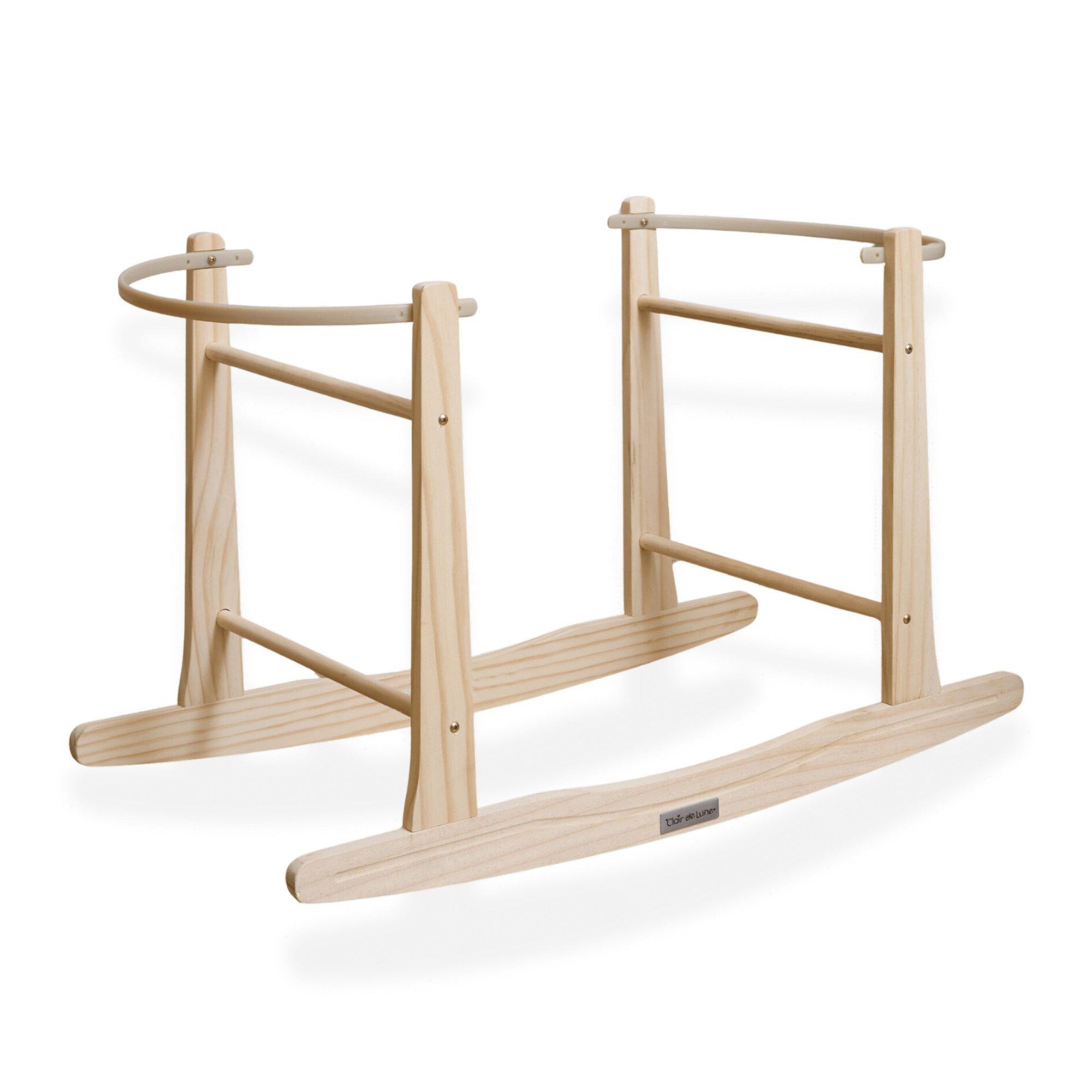 Cream - Clair De Lune - Cream Organic Palm Moses Basket with Rocking Stand - 7
