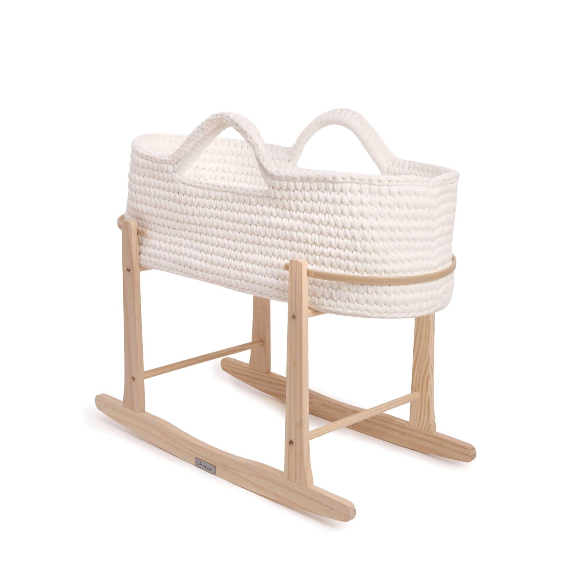 White - Clair De Lune - Clair de Lune Crochet Moses Basket With Stand - 2