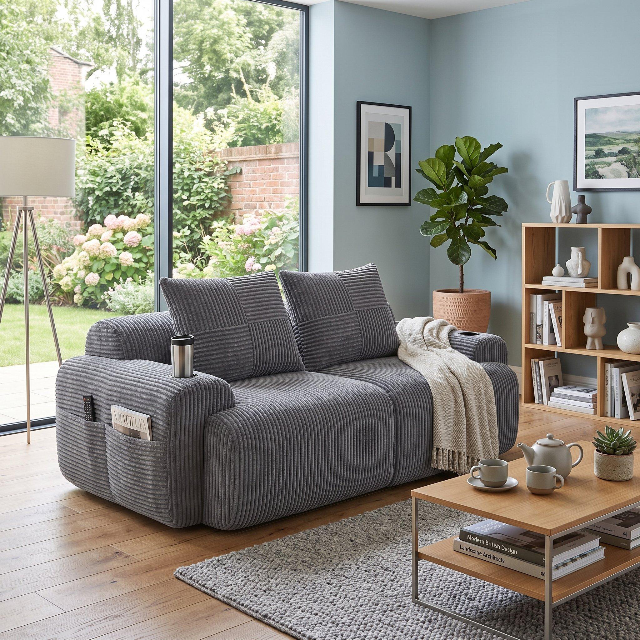 Dark Gray - Urban Meuble - Modular Corduroy Sofa - 1
