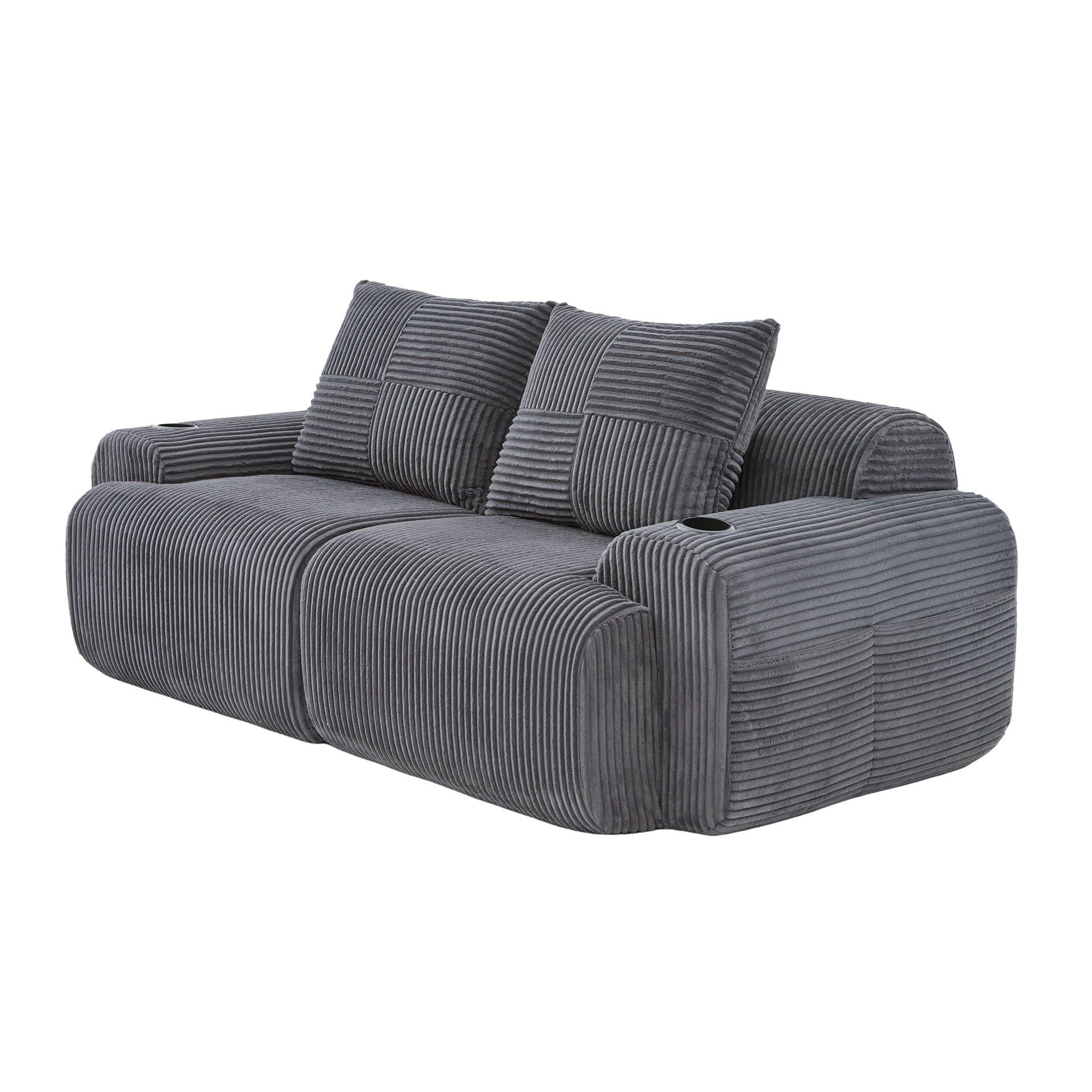 Dark Gray - Urban Meuble - Modular Corduroy Sofa - 11