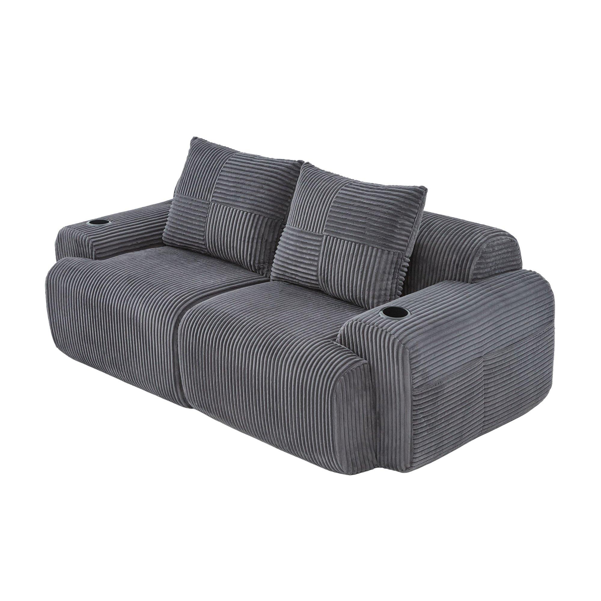 Dark Gray - Urban Meuble - Modular Corduroy Sofa - 12