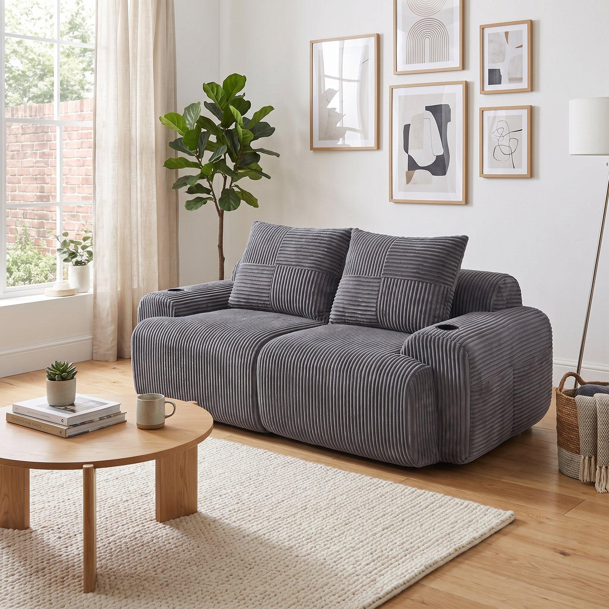 Dark Gray - Urban Meuble - Modular Corduroy Sofa - 3