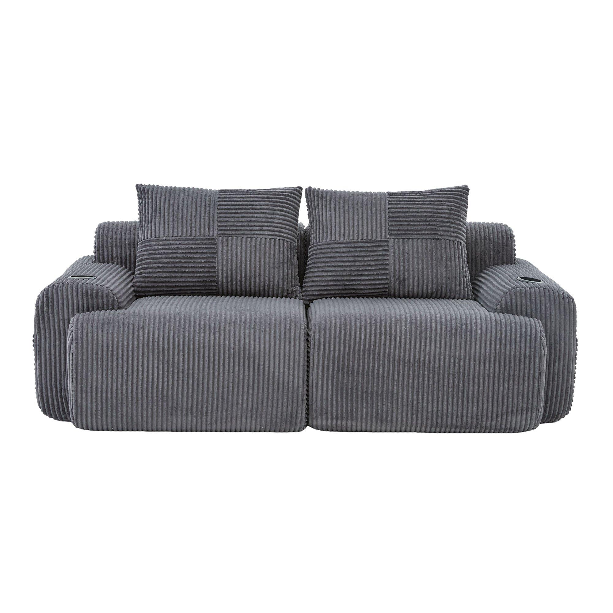 Dark Gray - Urban Meuble - Modular Corduroy Sofa - 5