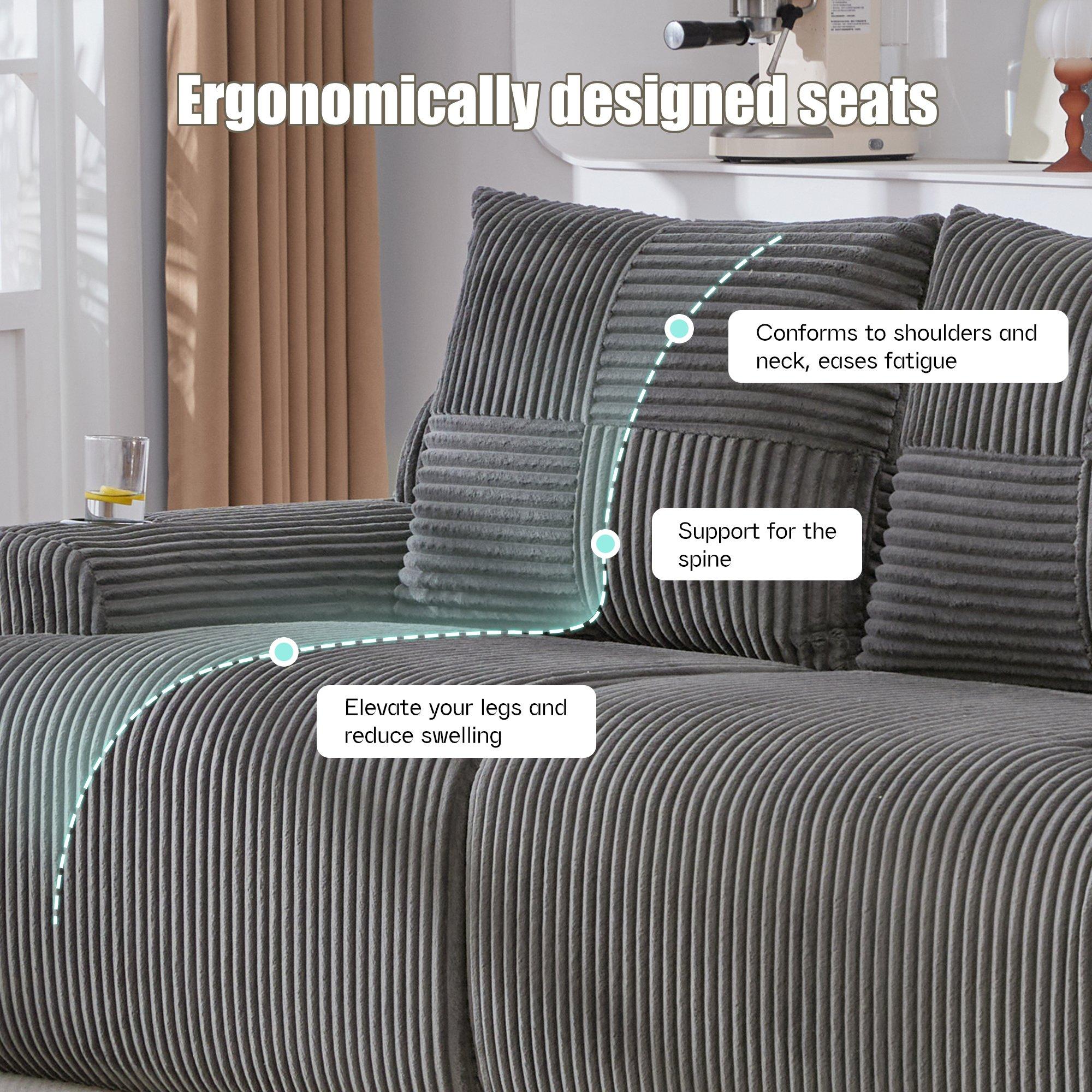 Dark Gray - Urban Meuble - Modular Corduroy Sofa - 8