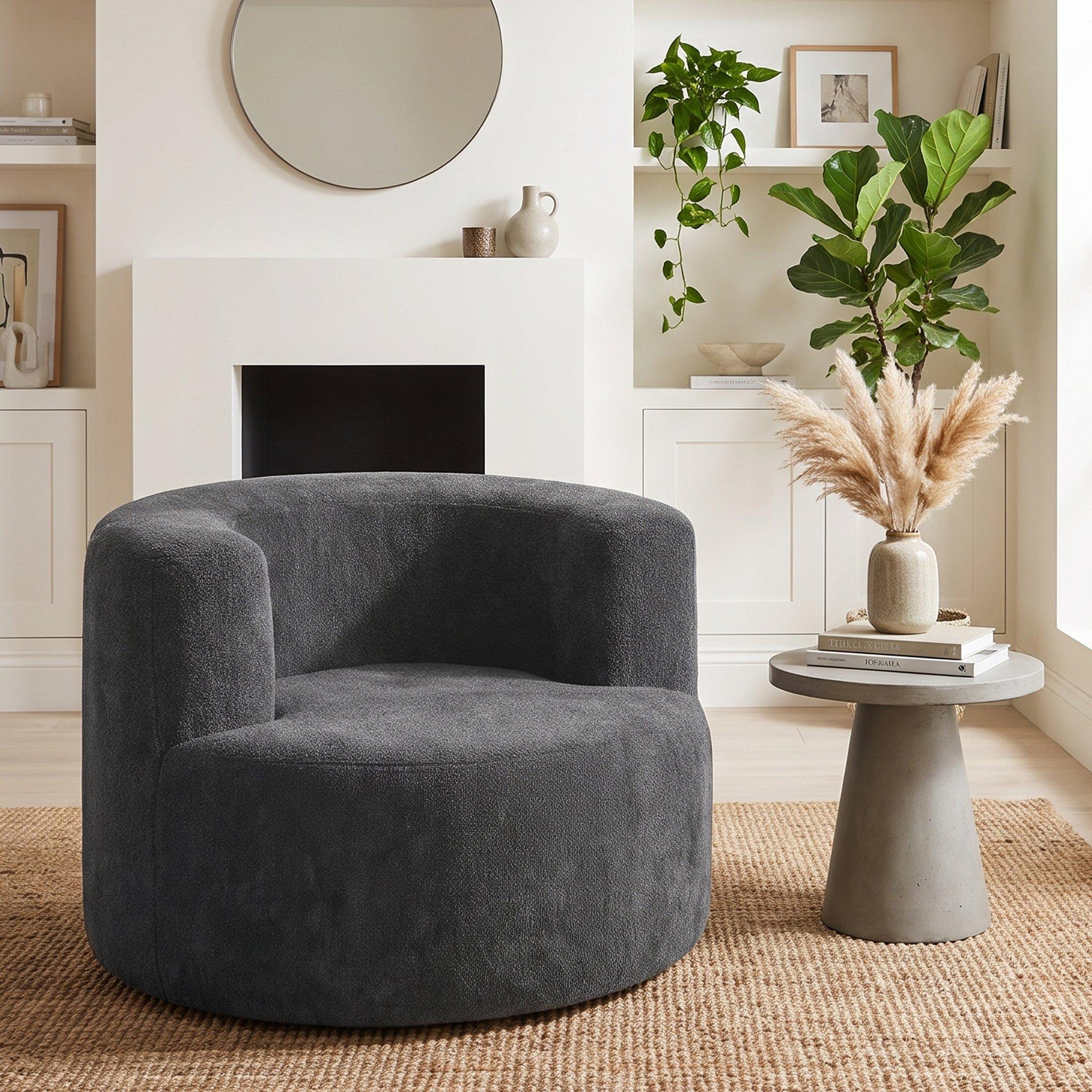Grey - Urban Meuble - Adult Velour Lazy Sofa Chair Comfy Lounge Seat - 1