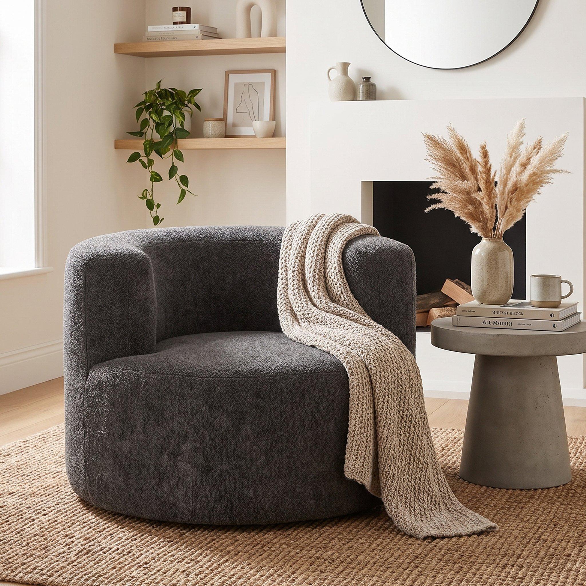Grey - Urban Meuble - Adult Velour Lazy Sofa Chair Comfy Lounge Seat - 2