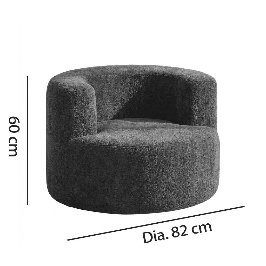Grey - Urban Meuble - Adult Velour Lazy Sofa Chair Comfy Lounge Seat - 6