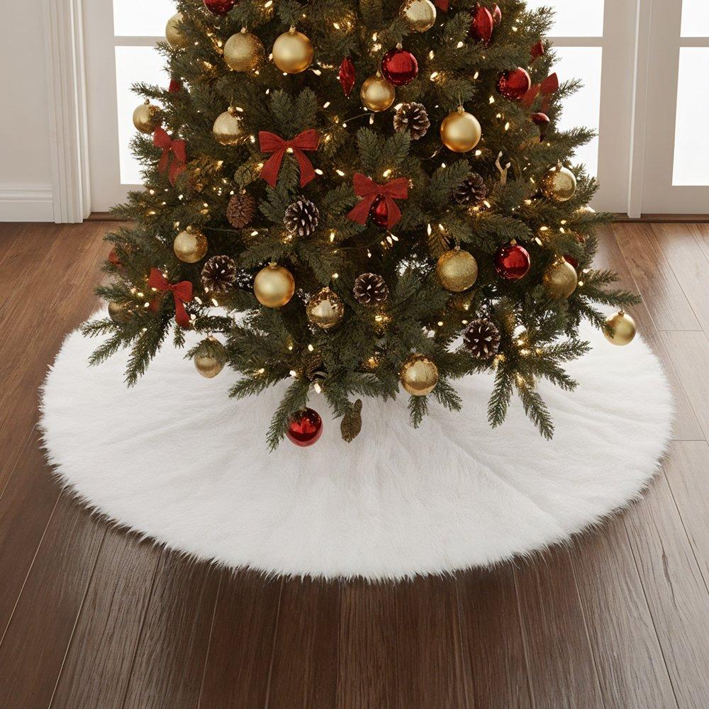 White - LIFE IDEAS - Snow White Plush Tree Skirt for Holiday Decor - 2