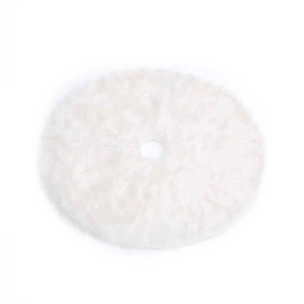 White - LIFE IDEAS - Snow White Plush Tree Skirt for Holiday Decor - 3