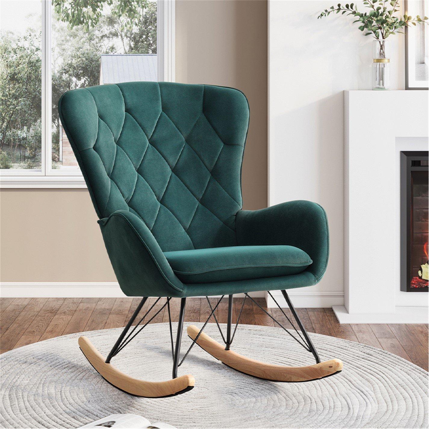 Kabinet UK Modern Upholstered Rocking Chair Green