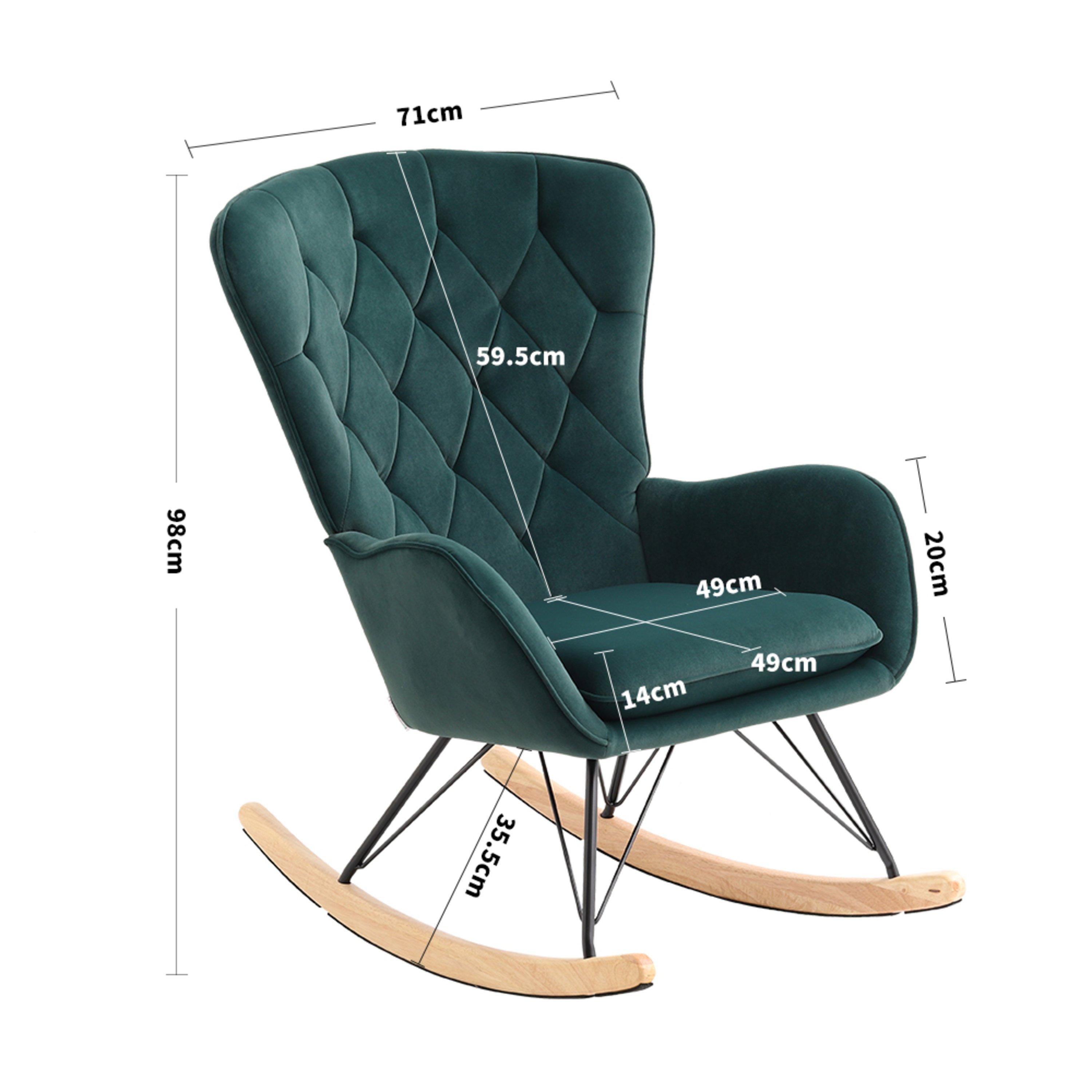 Green - Kabinet UK - Modern Upholstered Rocking Chair Green - 12