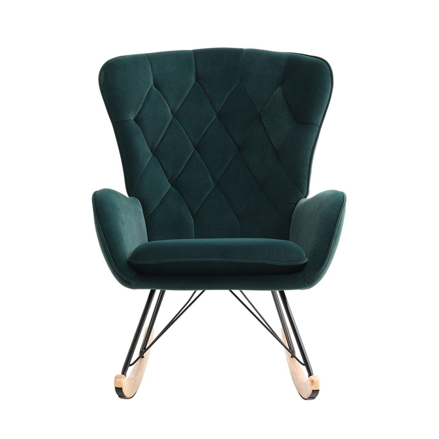 Green - Kabinet UK - Modern Upholstered Rocking Chair Green - 3