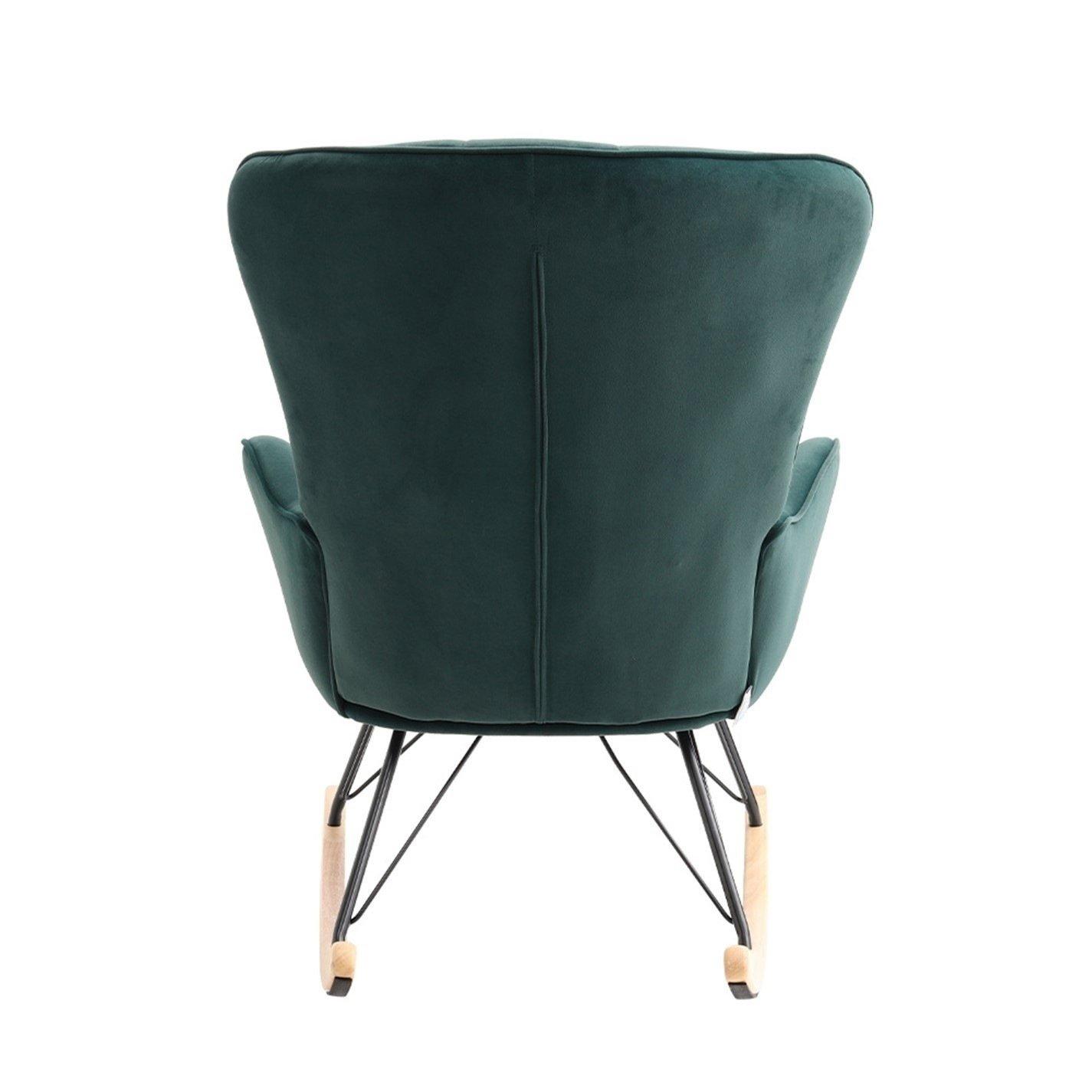 Green - Kabinet UK - Modern Upholstered Rocking Chair Green - 5