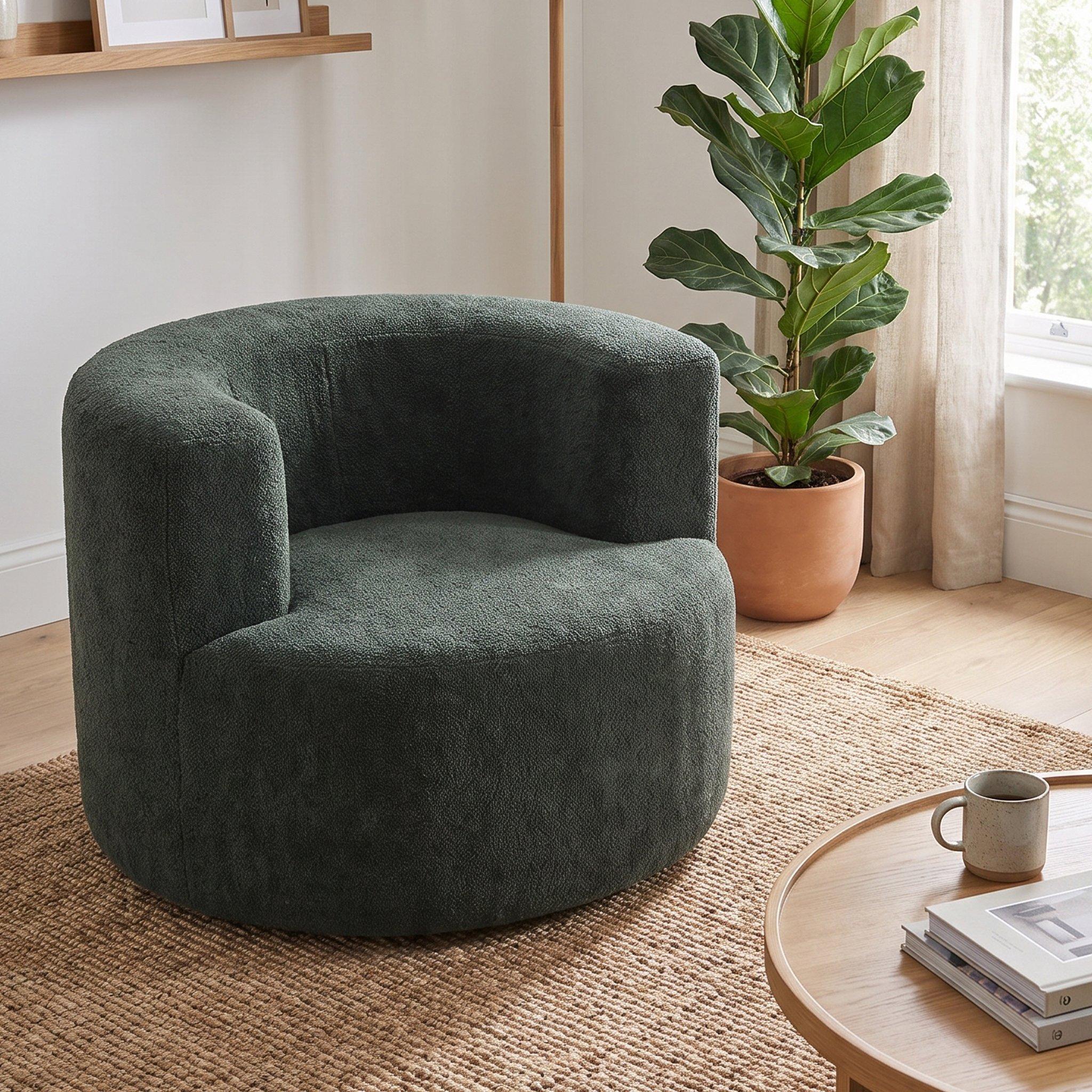 Green - Urban Meuble - Adult Velour Lazy Sofa Chair Comfy Lounge Seat - 3