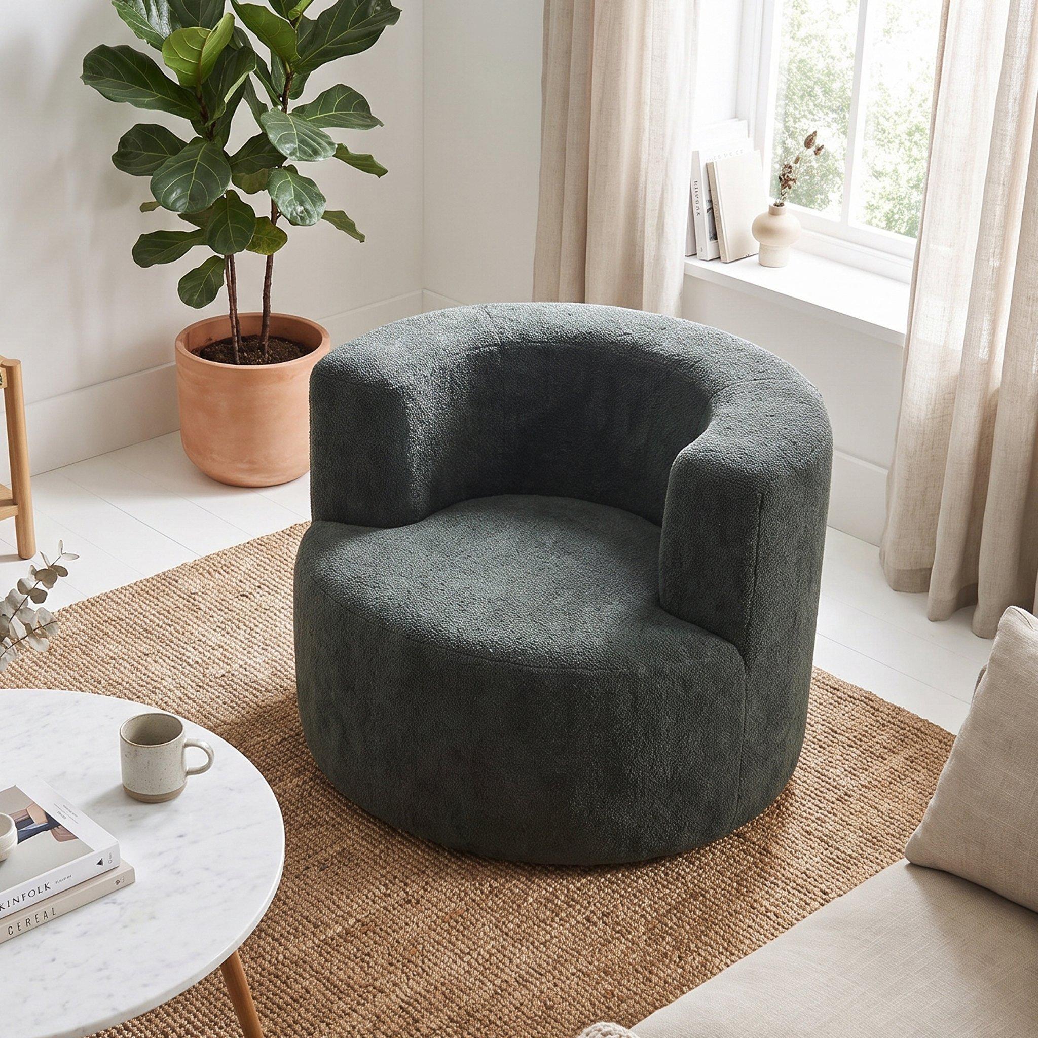 Green - Urban Meuble - Adult Velour Lazy Sofa Chair Comfy Lounge Seat - 4
