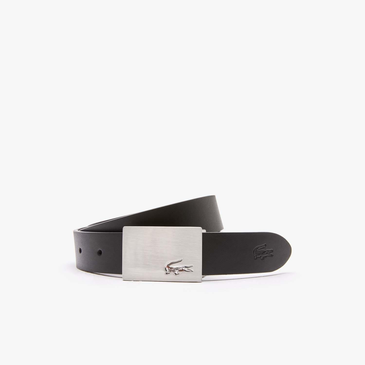 Black - Lacoste - Reversible Leather Belt With 2 Buckles - 2
