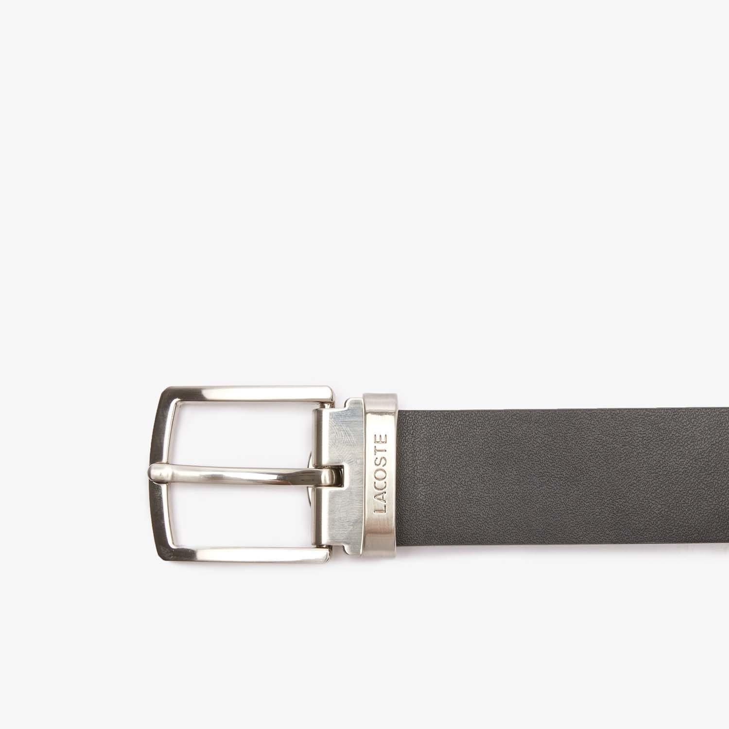 Black - Lacoste - Reversible Leather Belt With 2 Buckles - 3