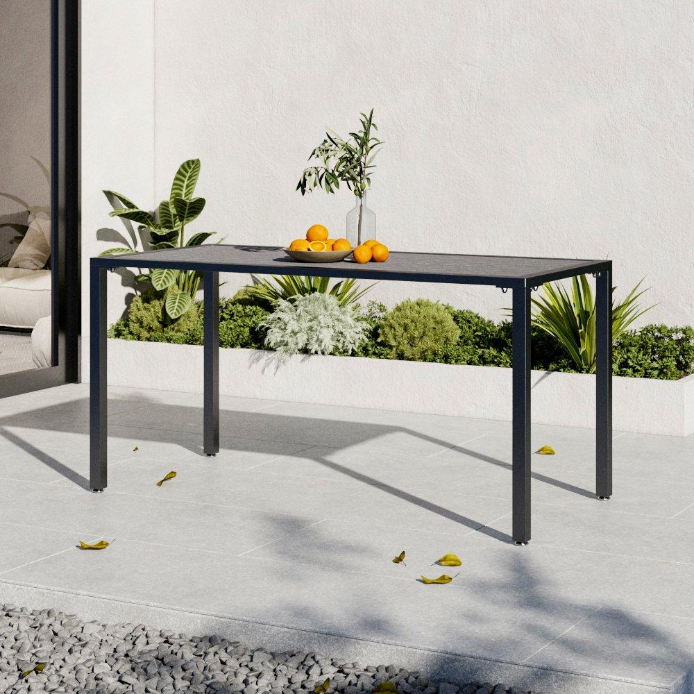 Black - Breeins - 150cm Rectangle Outdoor Table with Parasol Hole - 2