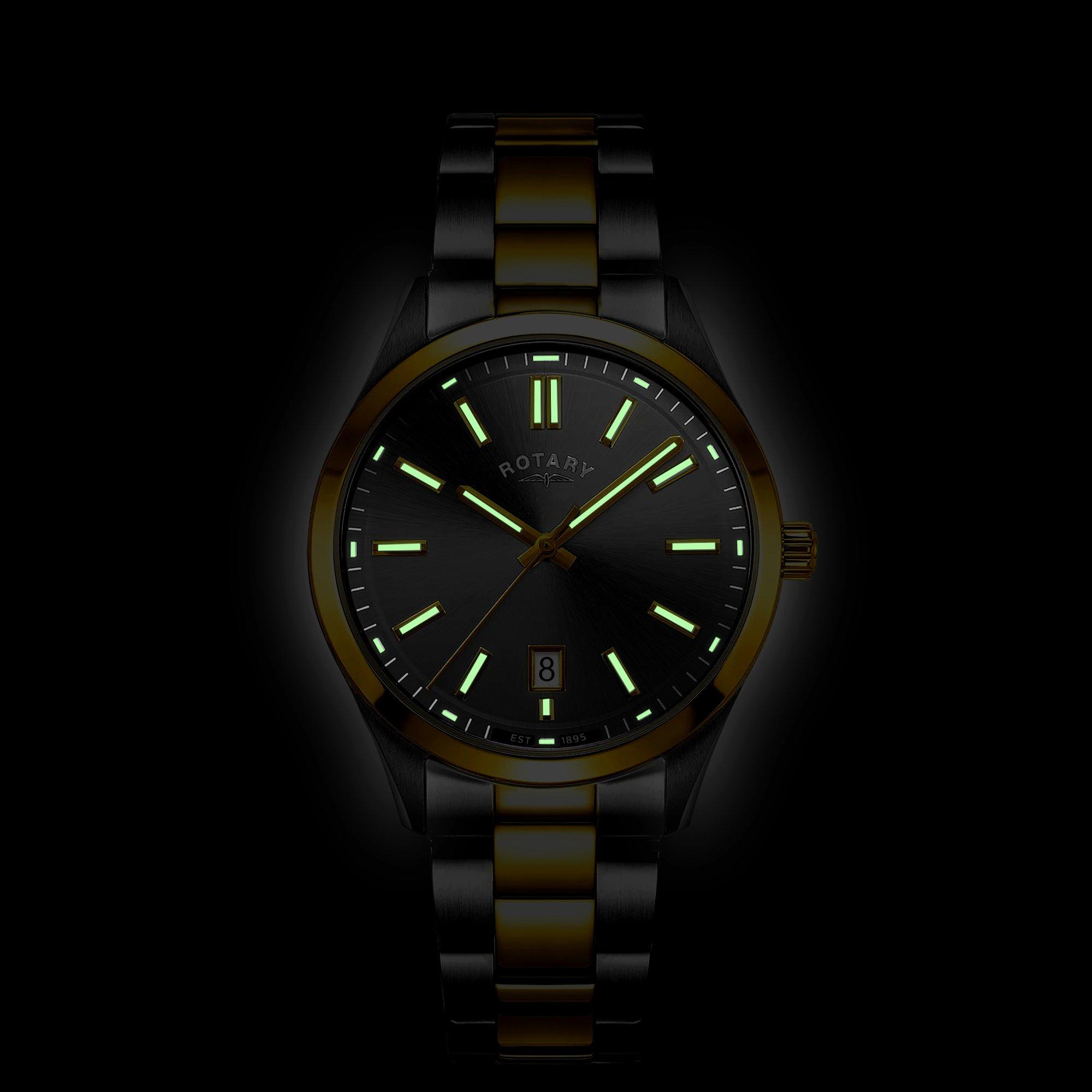 Silver & Gold - Rotary - Rotary Mens Heritage Two Tone SS Bracelet Watch - 4