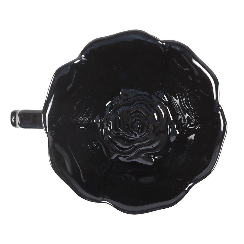 Black - Something Different - Black Rose Teacup and Saucer - 4