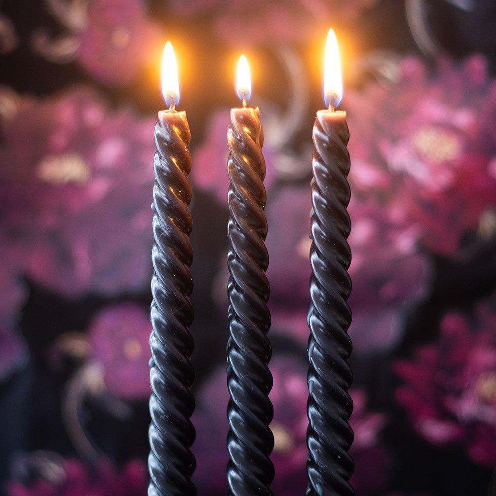 Black - Something Different - Set of 3 Dark Romance Twist Taper Candles - 1