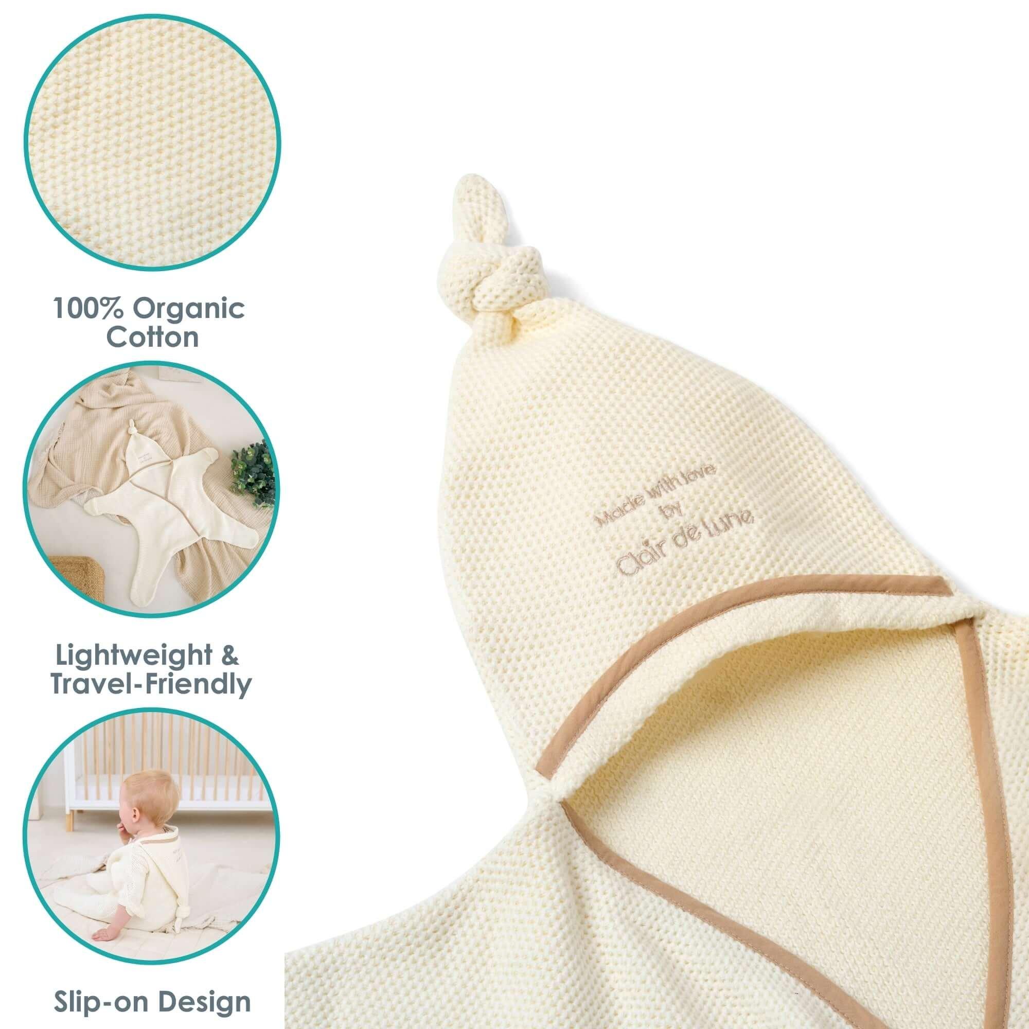 Cream - Clair De Lune - Breathable Star Mesh Organic Wrap 0-6 Months - 3