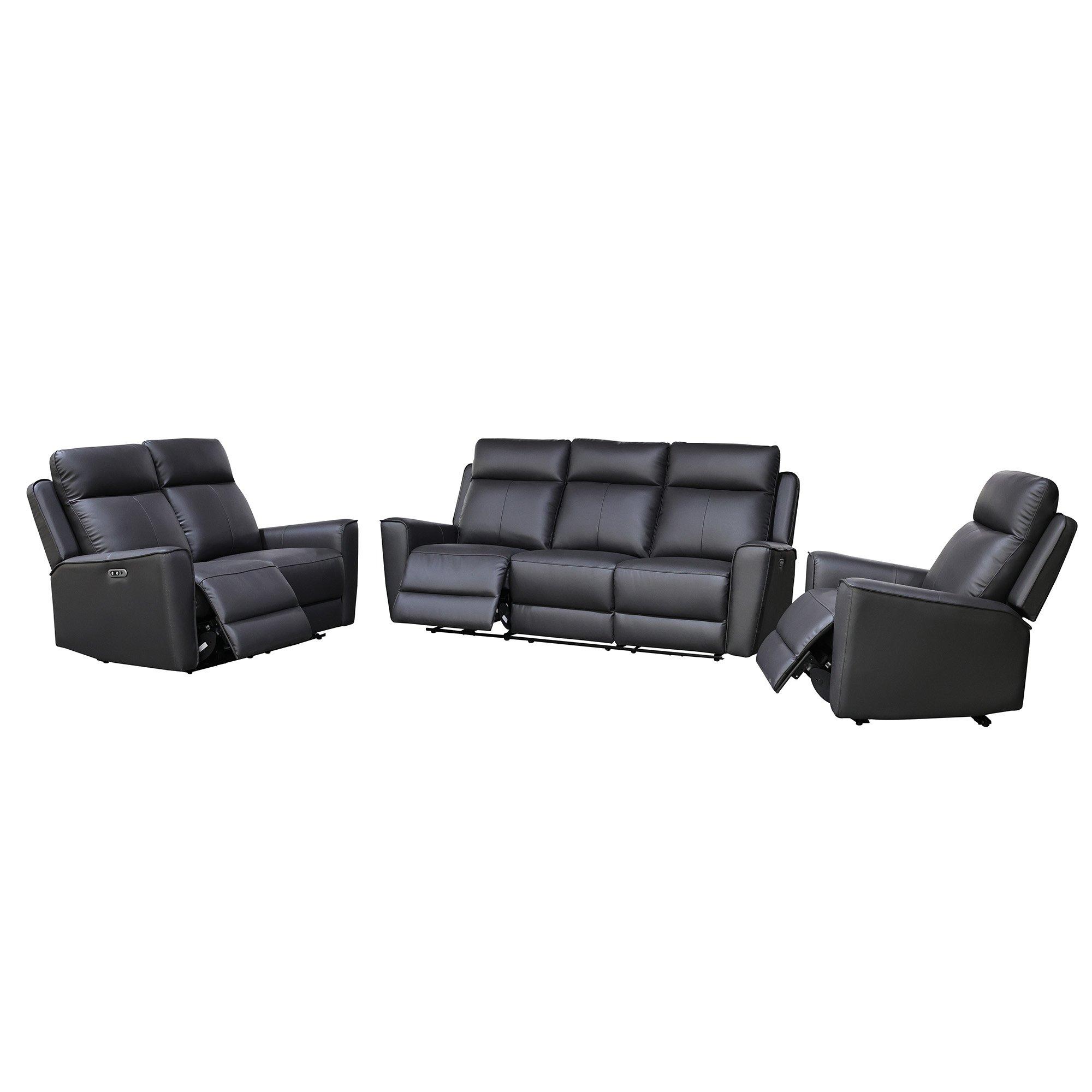 Charcoal - Aspire - Elmhurst 3 + 2 + 1 Power Recliner Sofa Suite - 4