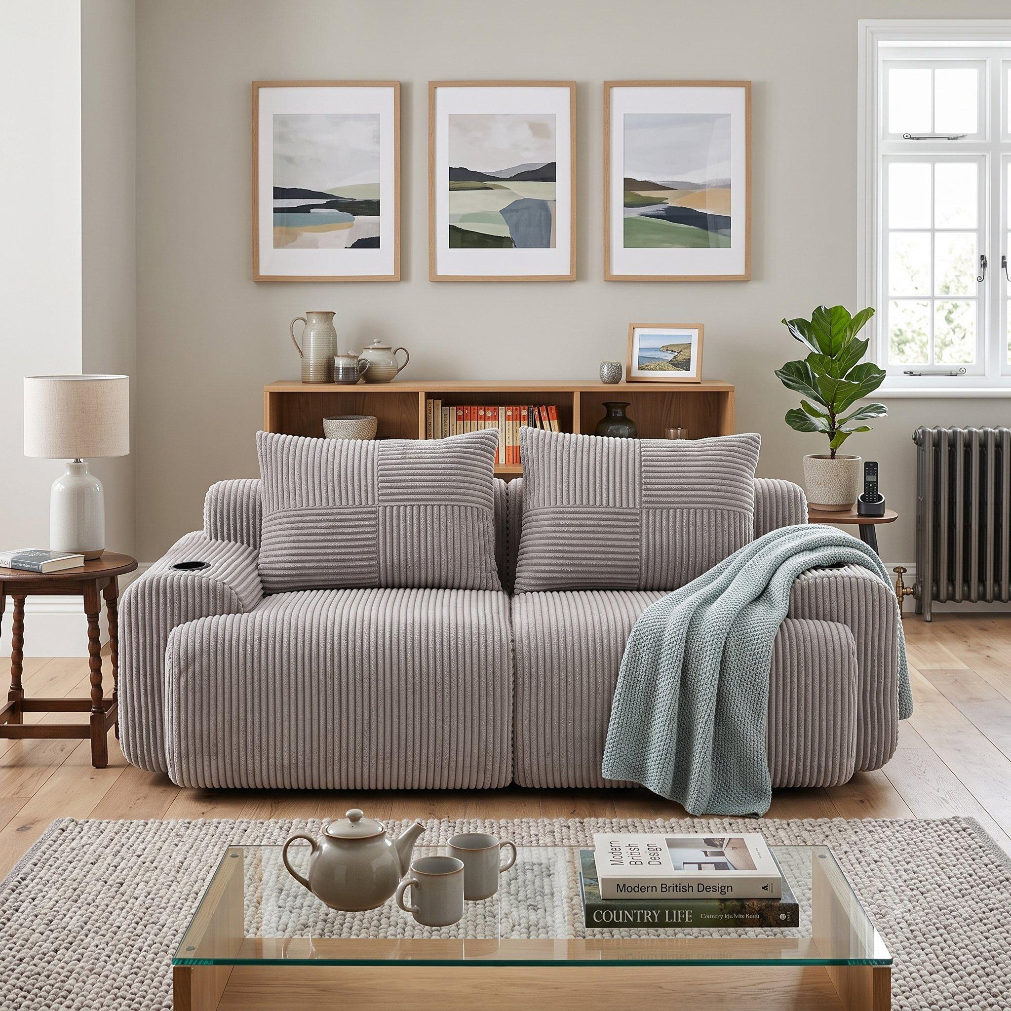 Light Gray - Urban Meuble - Modular Corduroy Sofa - 2
