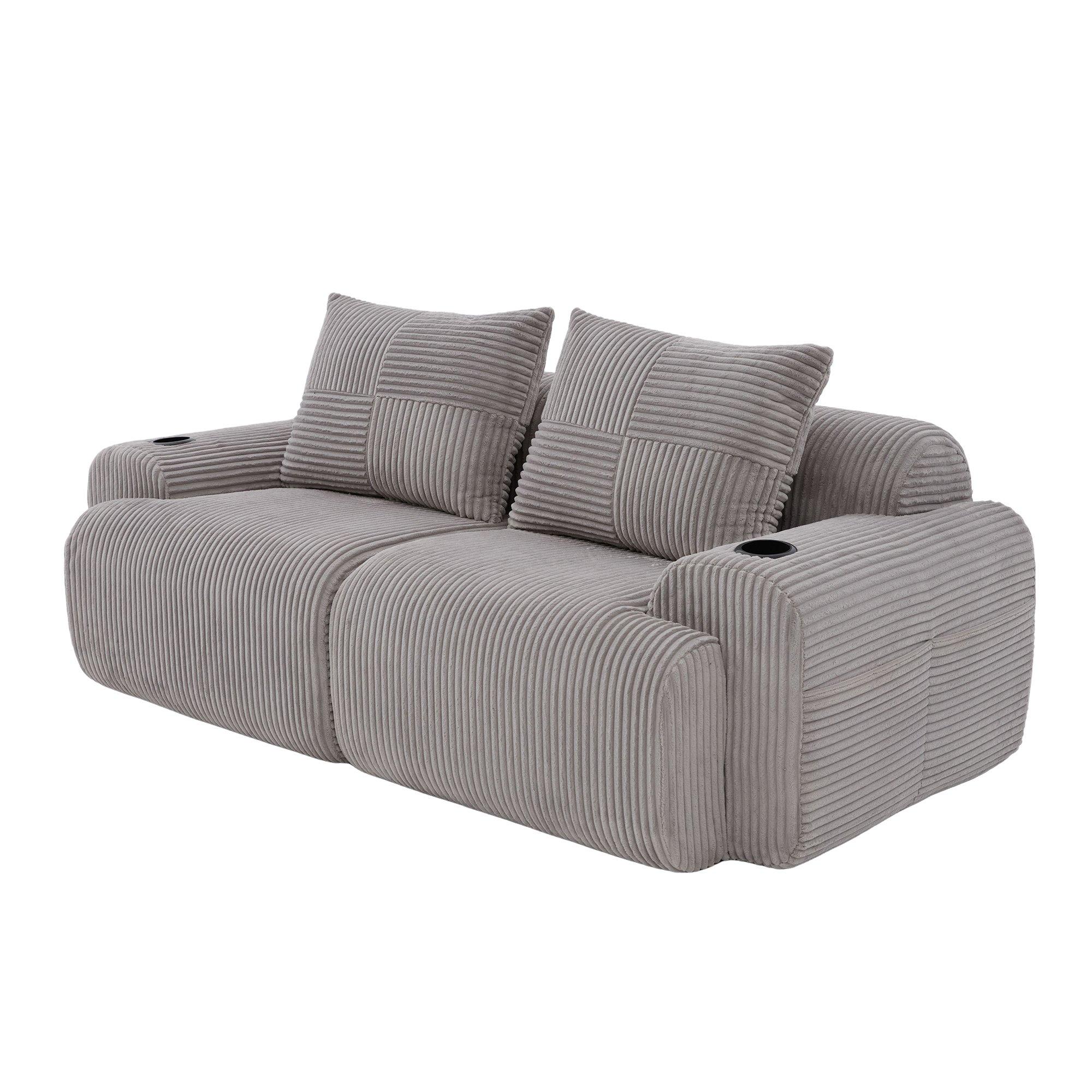 Light Gray - Urban Meuble - Modular Corduroy Sofa - 11