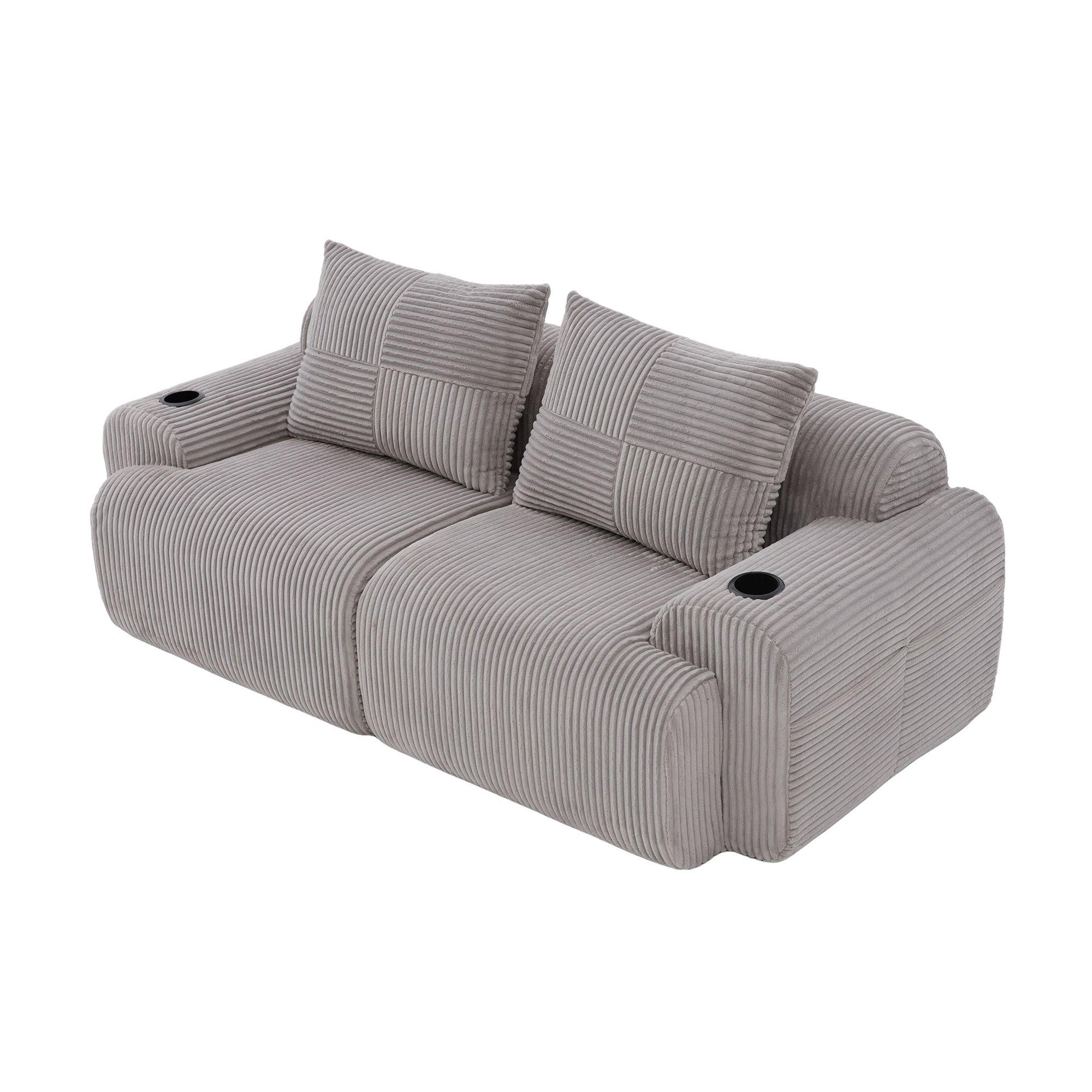 Light Gray - Urban Meuble - Modular Corduroy Sofa - 12