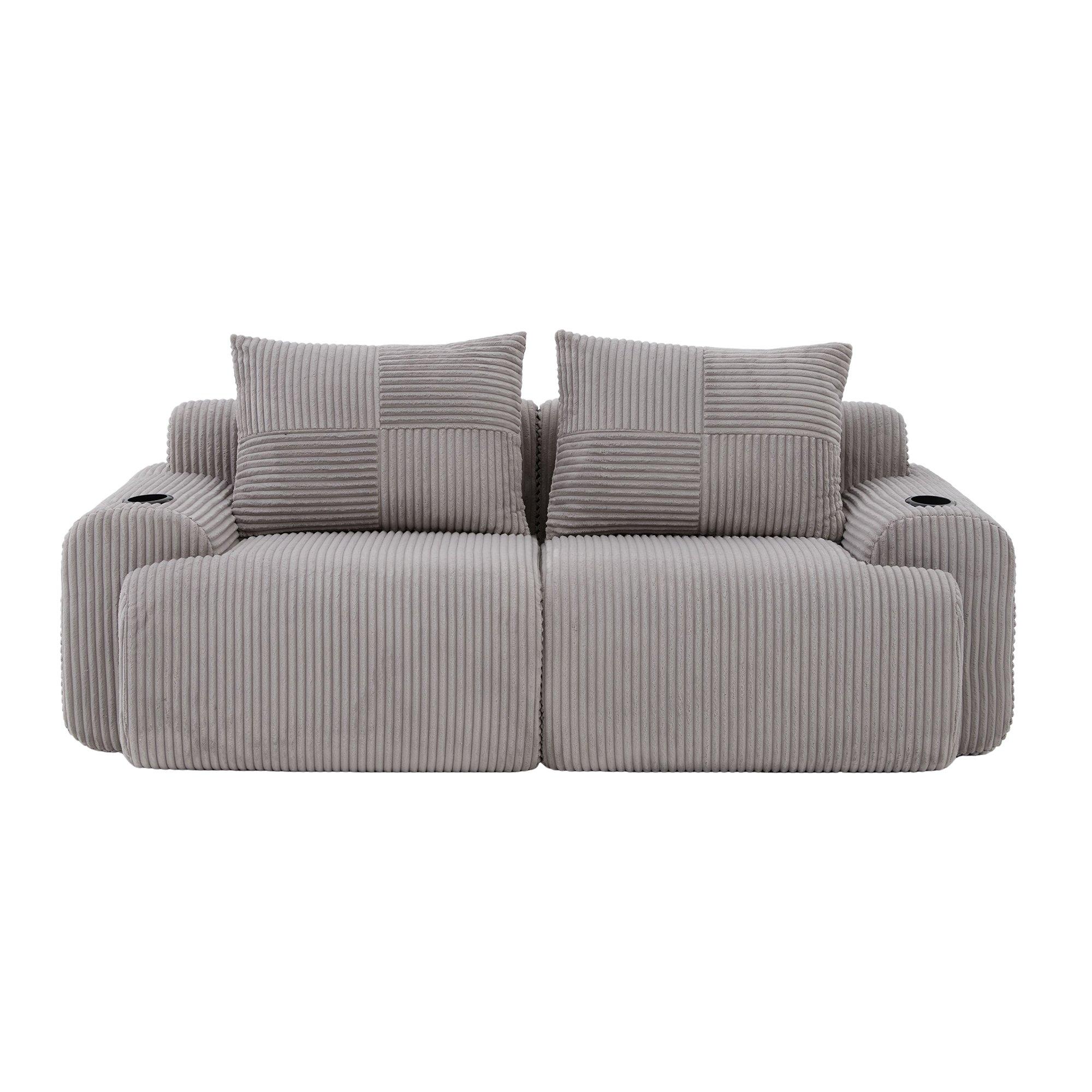 Light Gray - Urban Meuble - Modular Corduroy Sofa - 5