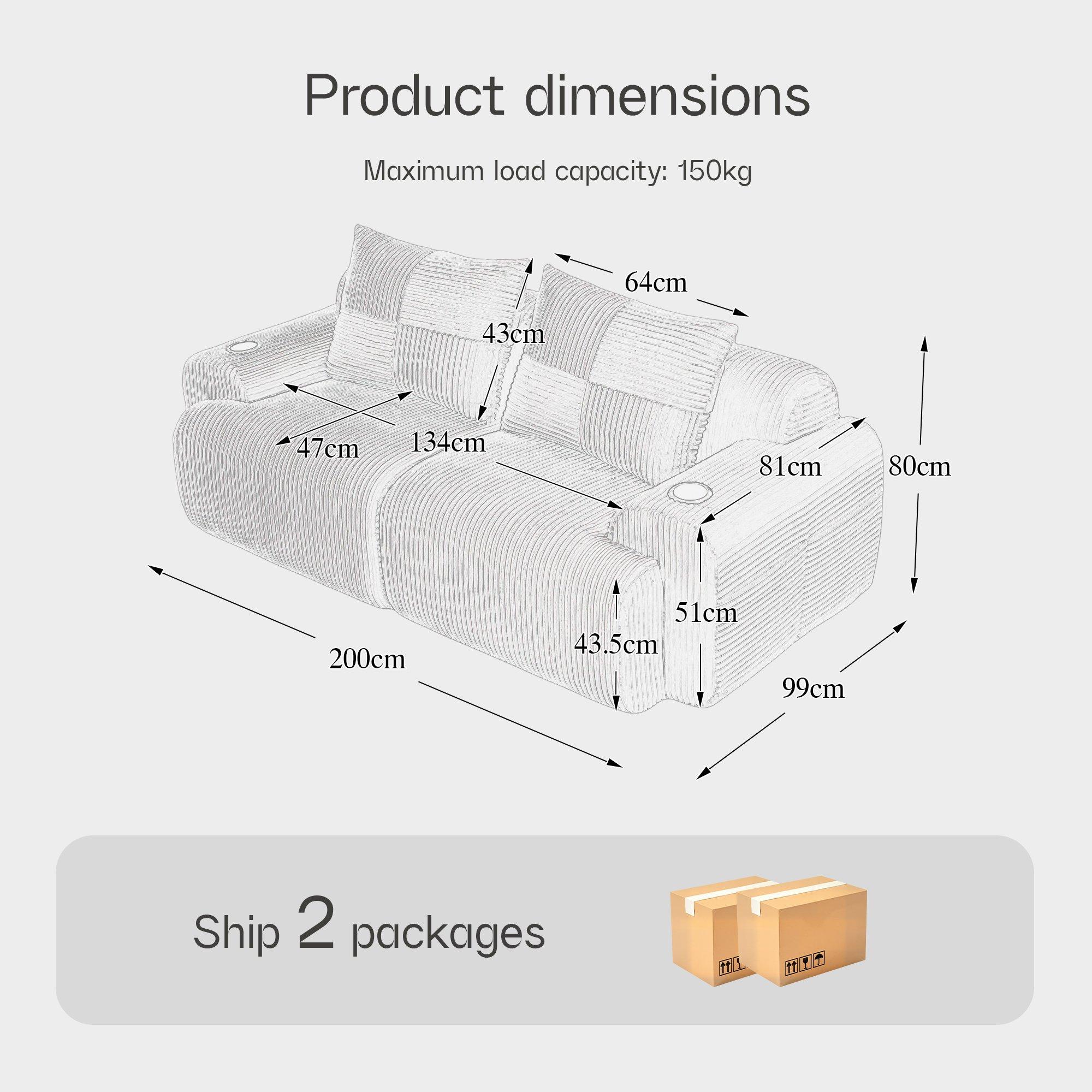 Light Gray - Urban Meuble - Modular Corduroy Sofa - 6