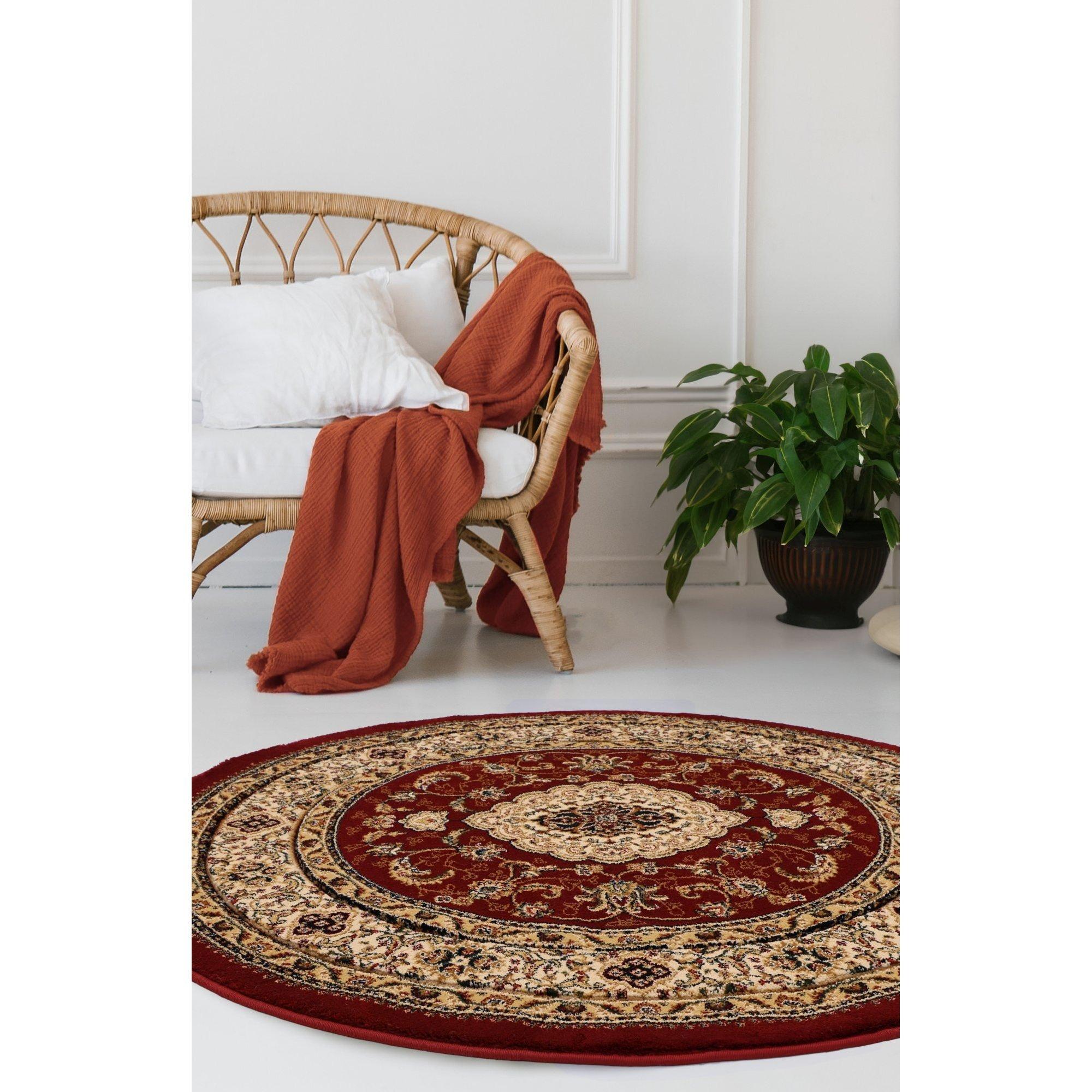 Red - Homemaker - Victoria Traditional Circular Rug Red - 1
