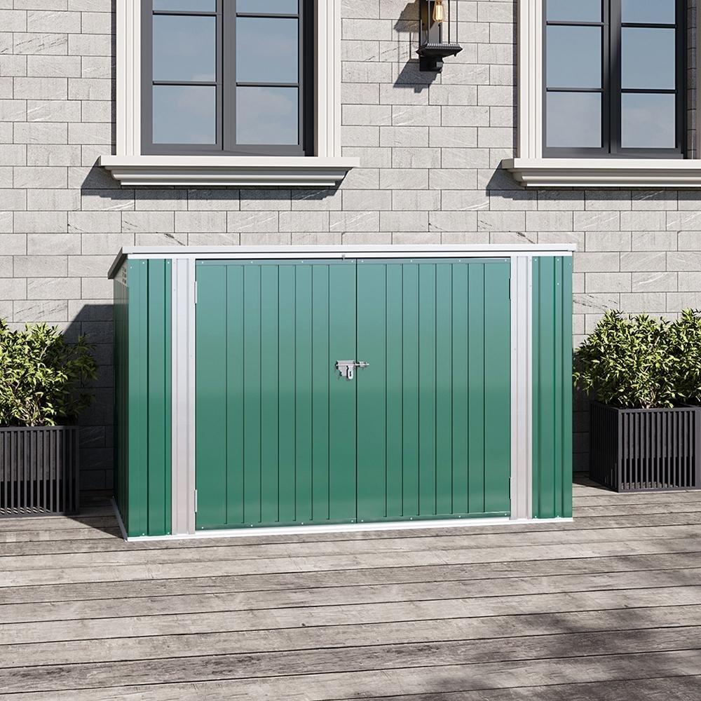 Green - Breeins - Outdoor 7x3Fts Metal Bike Storage Shed, Green - 1