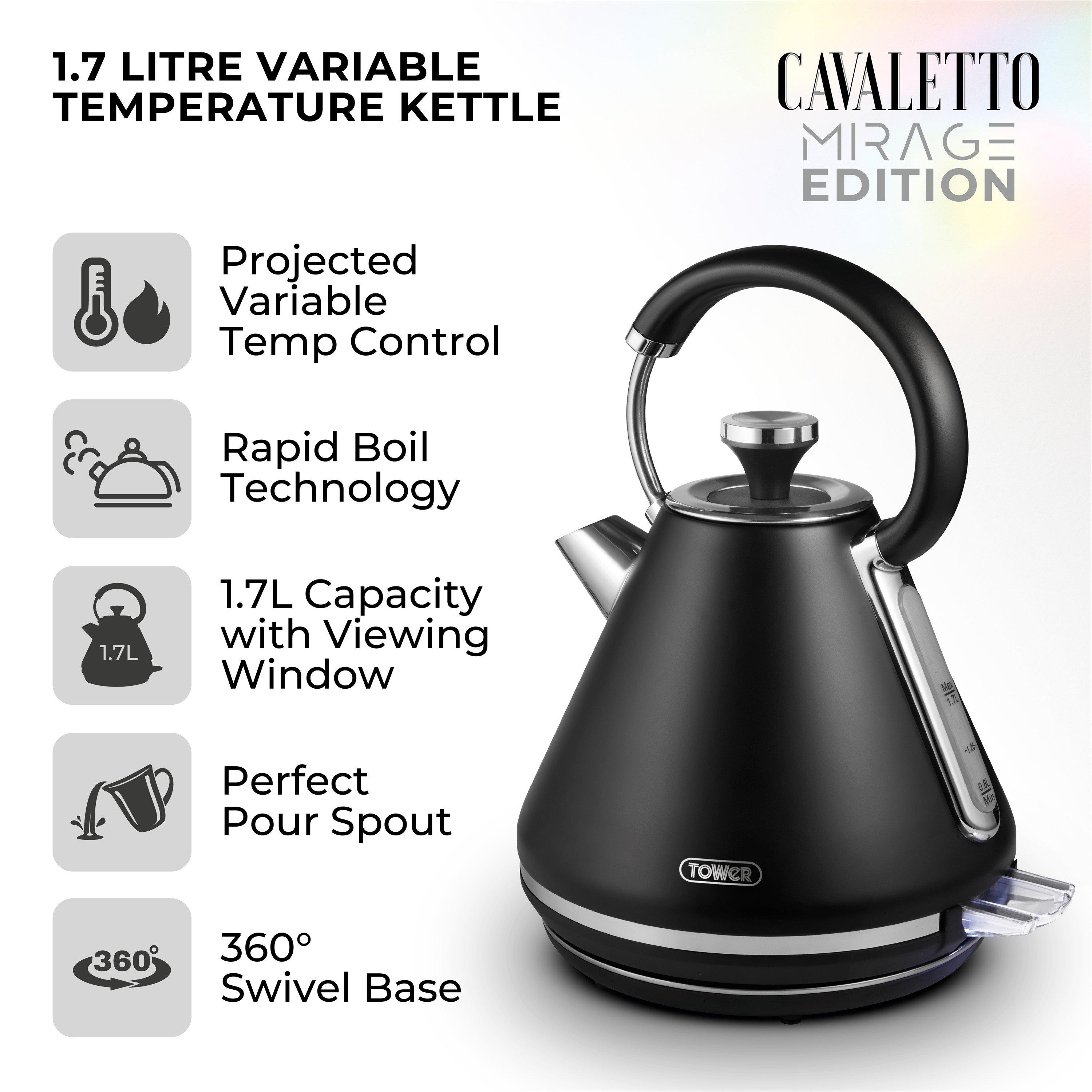 Black - Tower - Mirage 1.7L Variable Kettle Black with Chrome Trim - 2