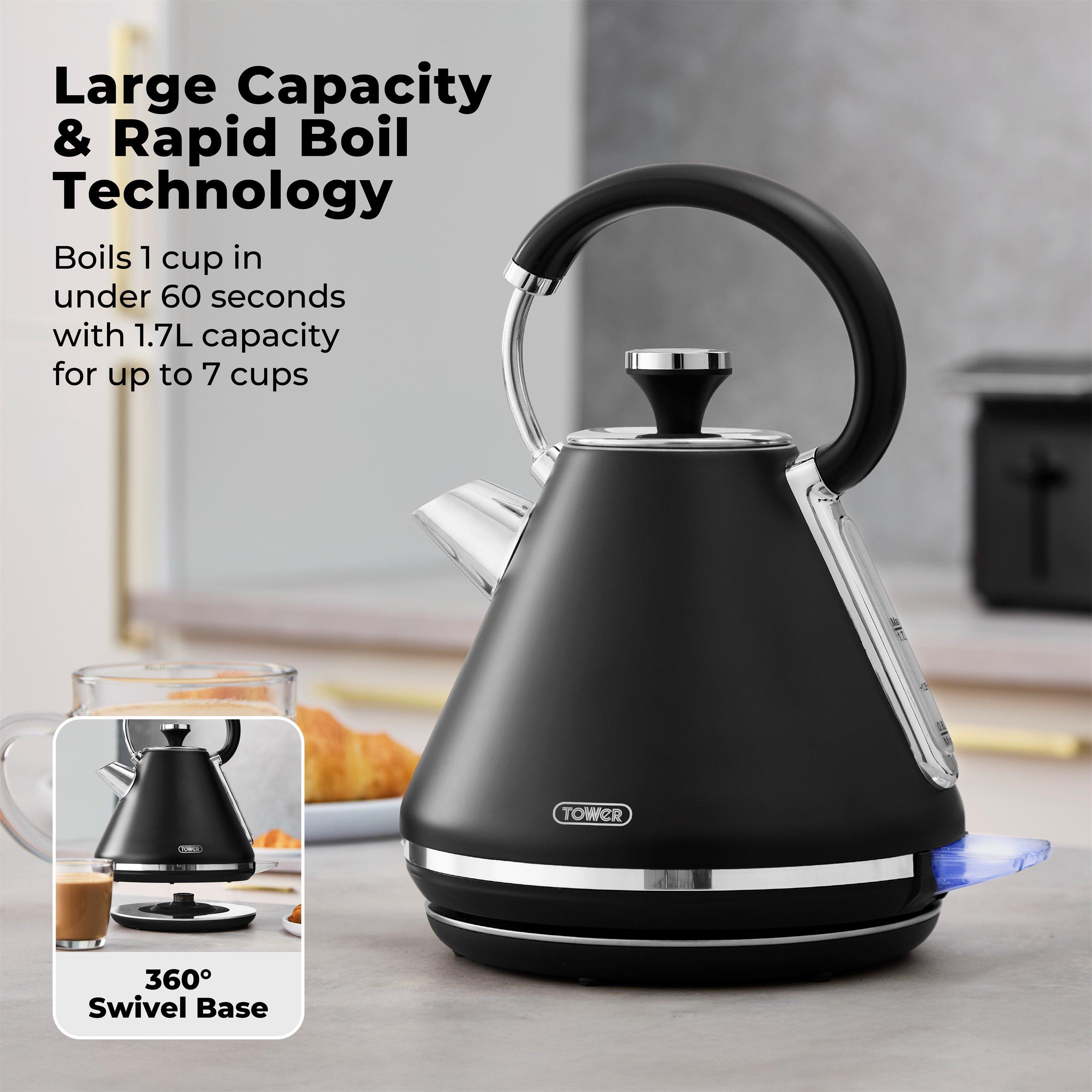 Black - Tower - Mirage 1.7L Variable Kettle Black with Chrome Trim - 8