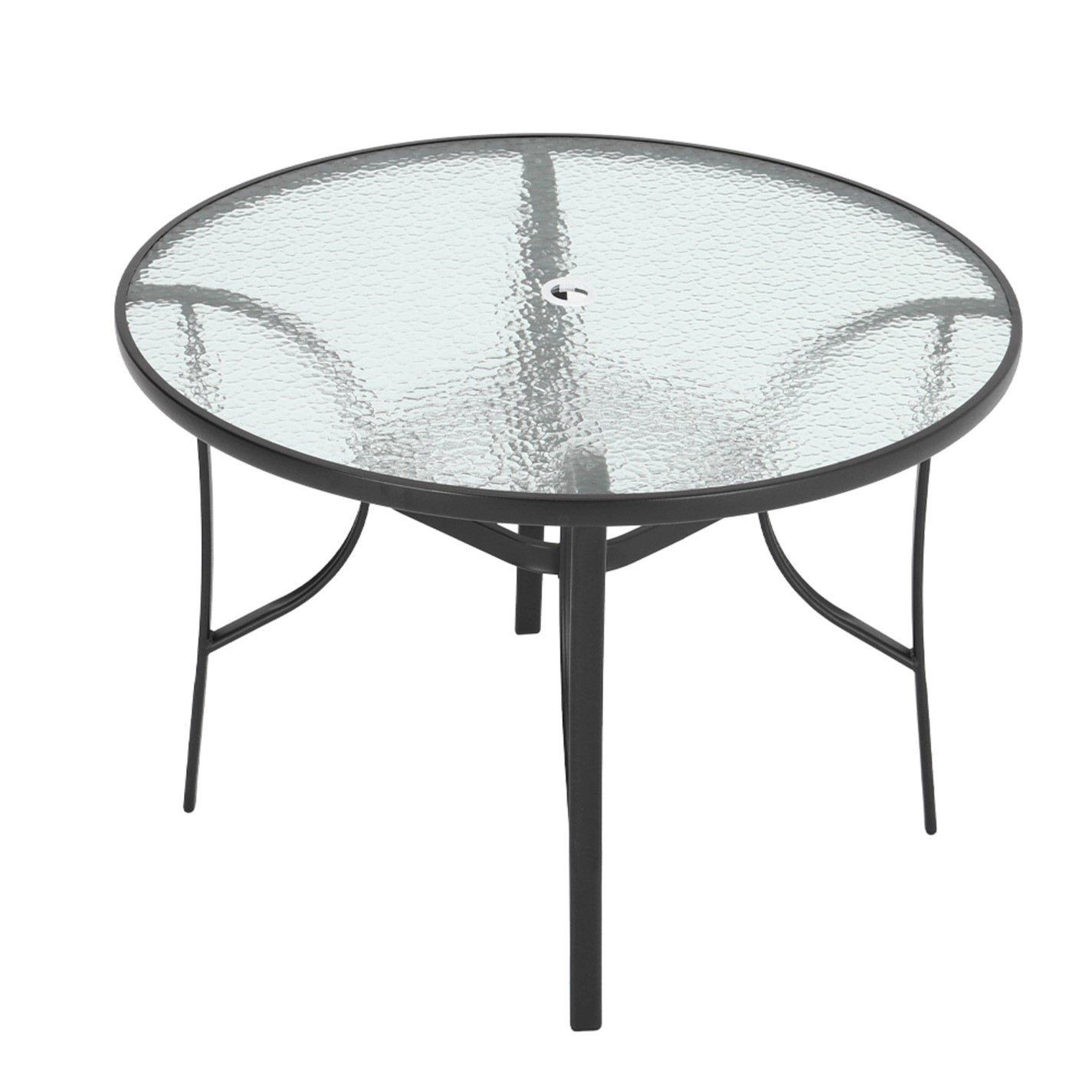 Black - Breeins - Outdoor Tempered Outdoor Table with 4 Chairs - 3