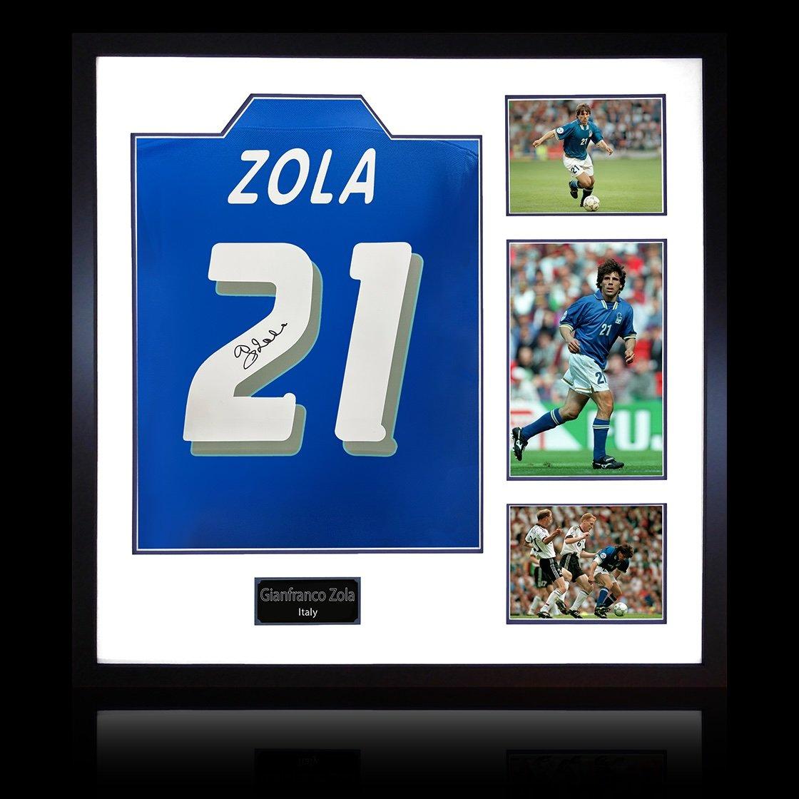 Blue - The Fan Cave - Gianfranco Zola Signed Italy Shirt Elite Frame - 1