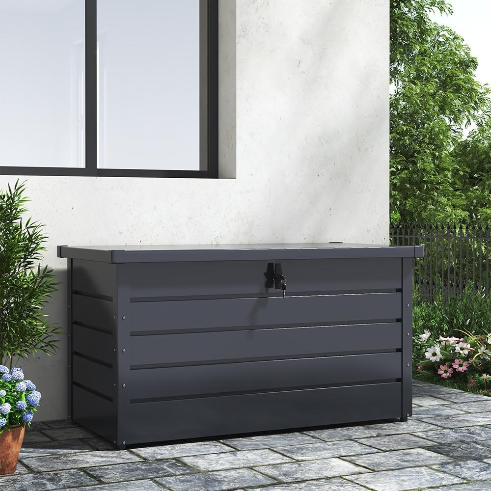 Black - Breeins - 350L Steel Waterproof Storage Box, Charcoal Black - 1