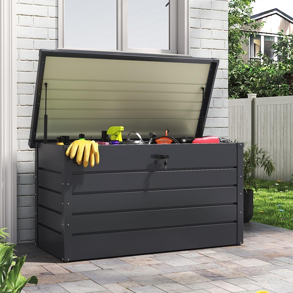 Black - Breeins - 350L Steel Waterproof Storage Box, Charcoal Black - 5
