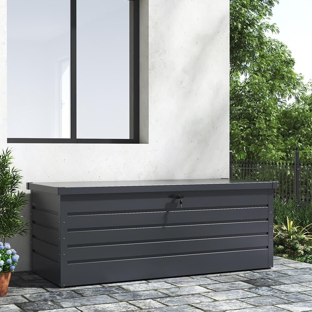 Anthracite - Breeins - 600L Metal Garden Storage Deck Box, Anthracite - 1
