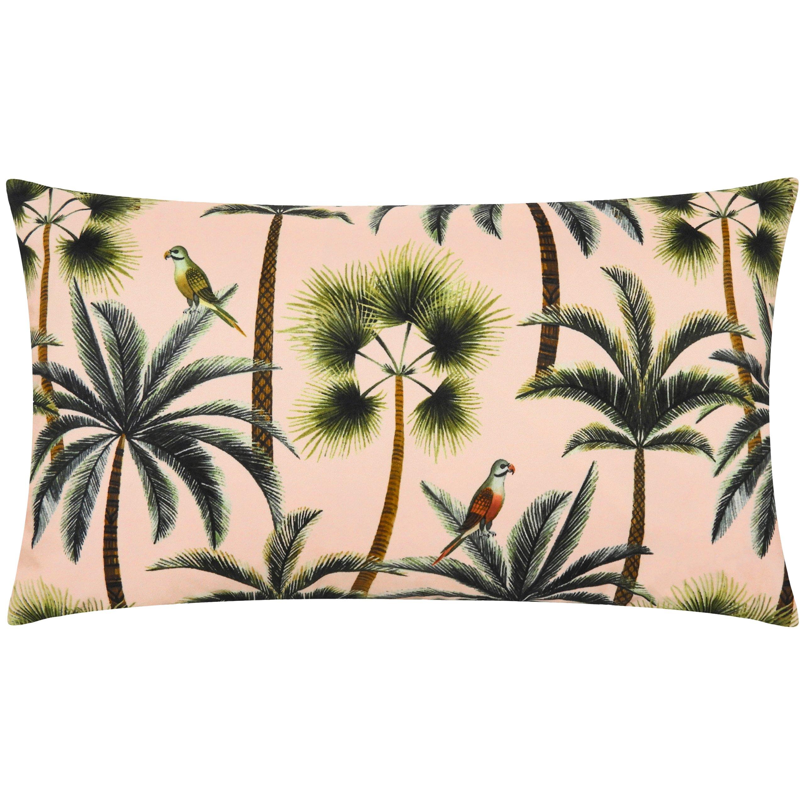 Evans Lichfield  Palms Rectangular Outdoor Cushion - Blush - 30x50cm
