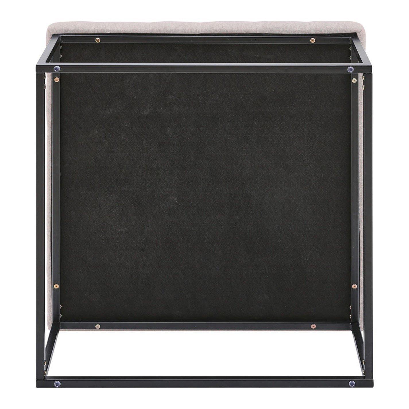 Beige - Kabinet UK - Large Square Linen Tufted Footstool Beige - 4