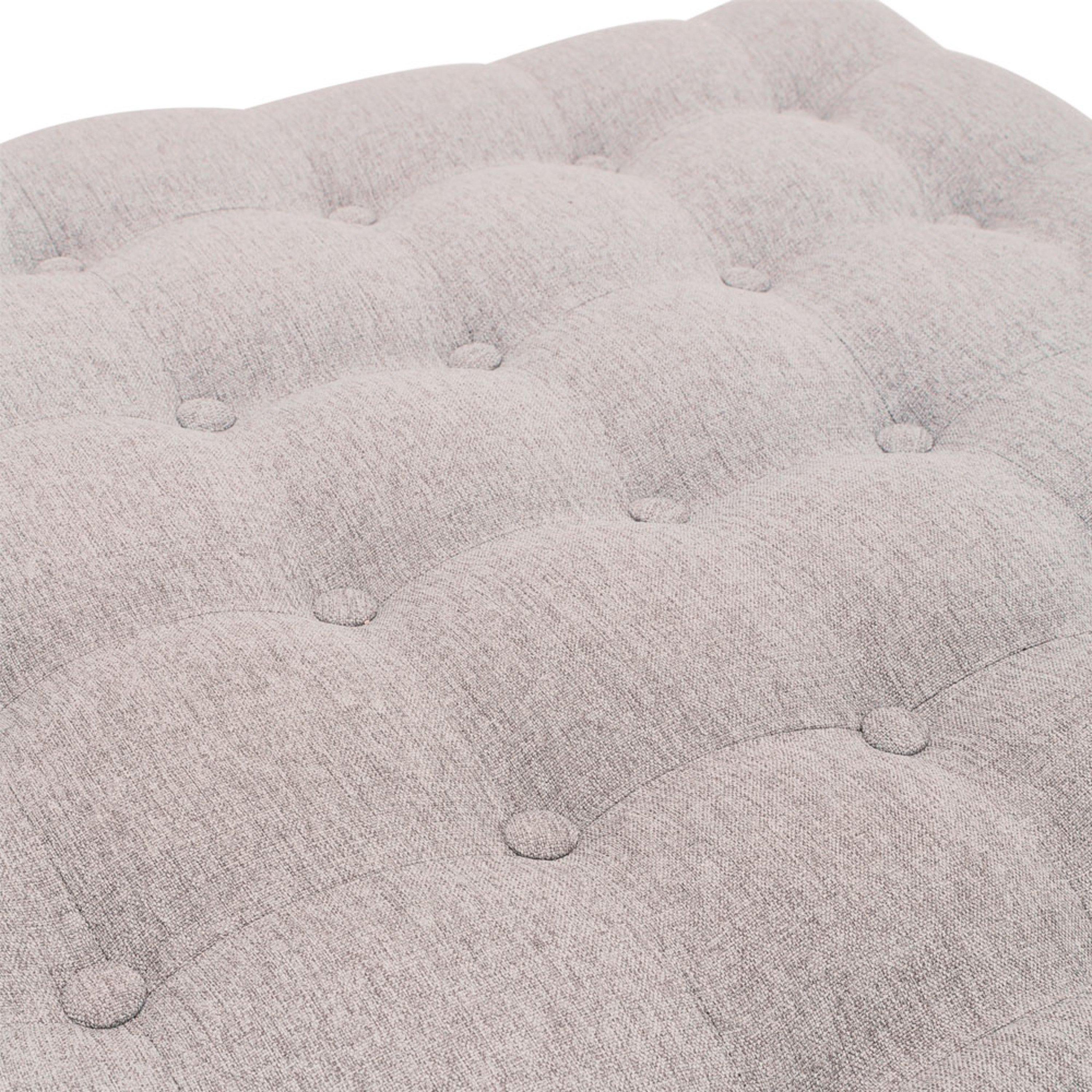 Beige - Kabinet UK - Large Square Linen Tufted Footstool Beige - 6