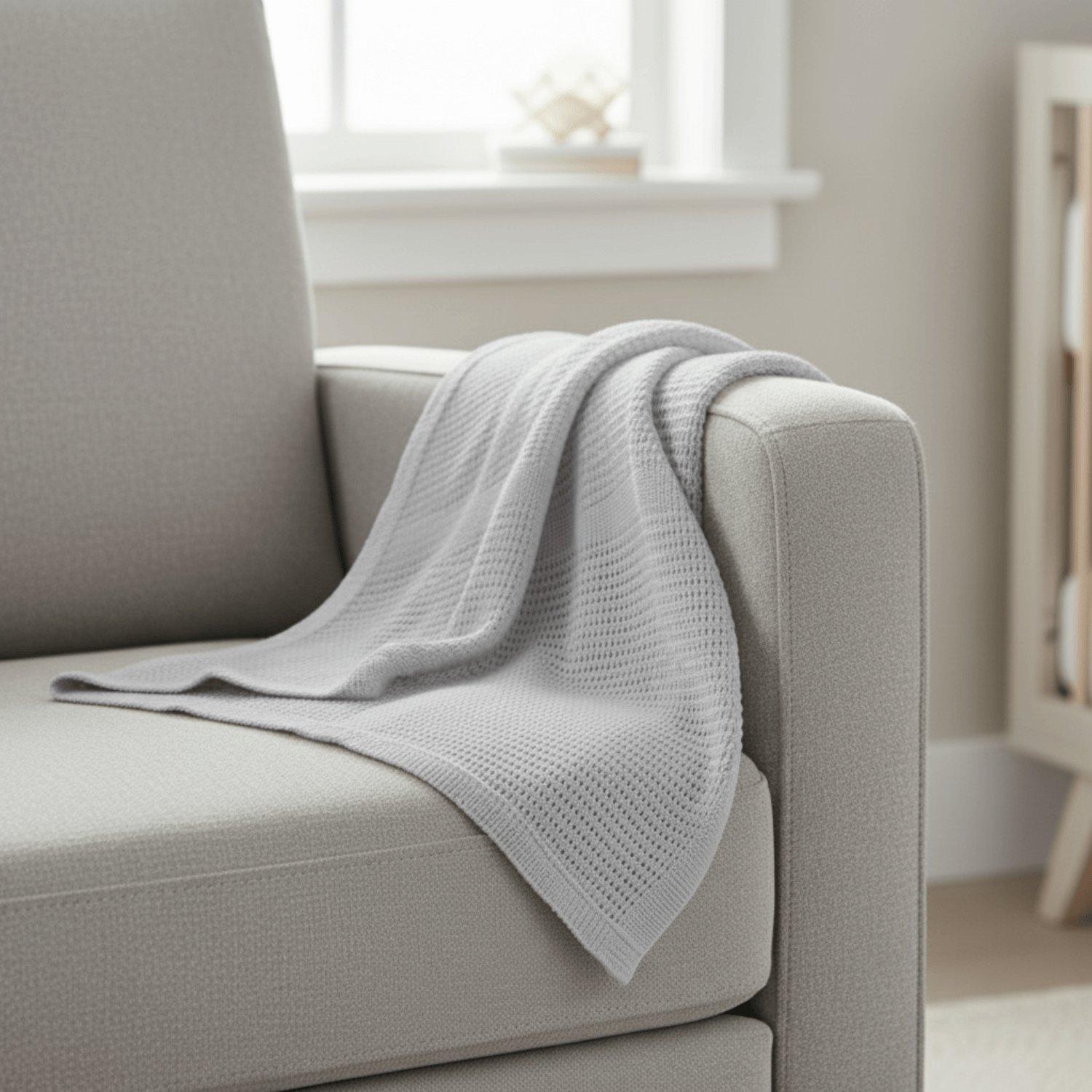 Clair De Lune  Newborn Soft Cotton Cellular Shawl - Grey - Pram