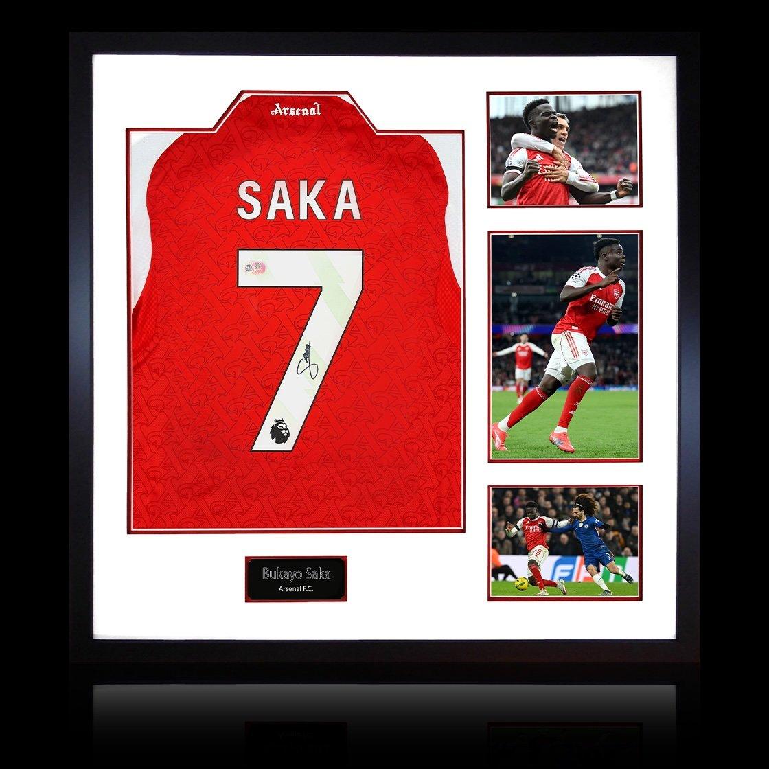 Red - The Fan Cave - Bukayo Saka Signed Arsenal Shirt Elite Frame